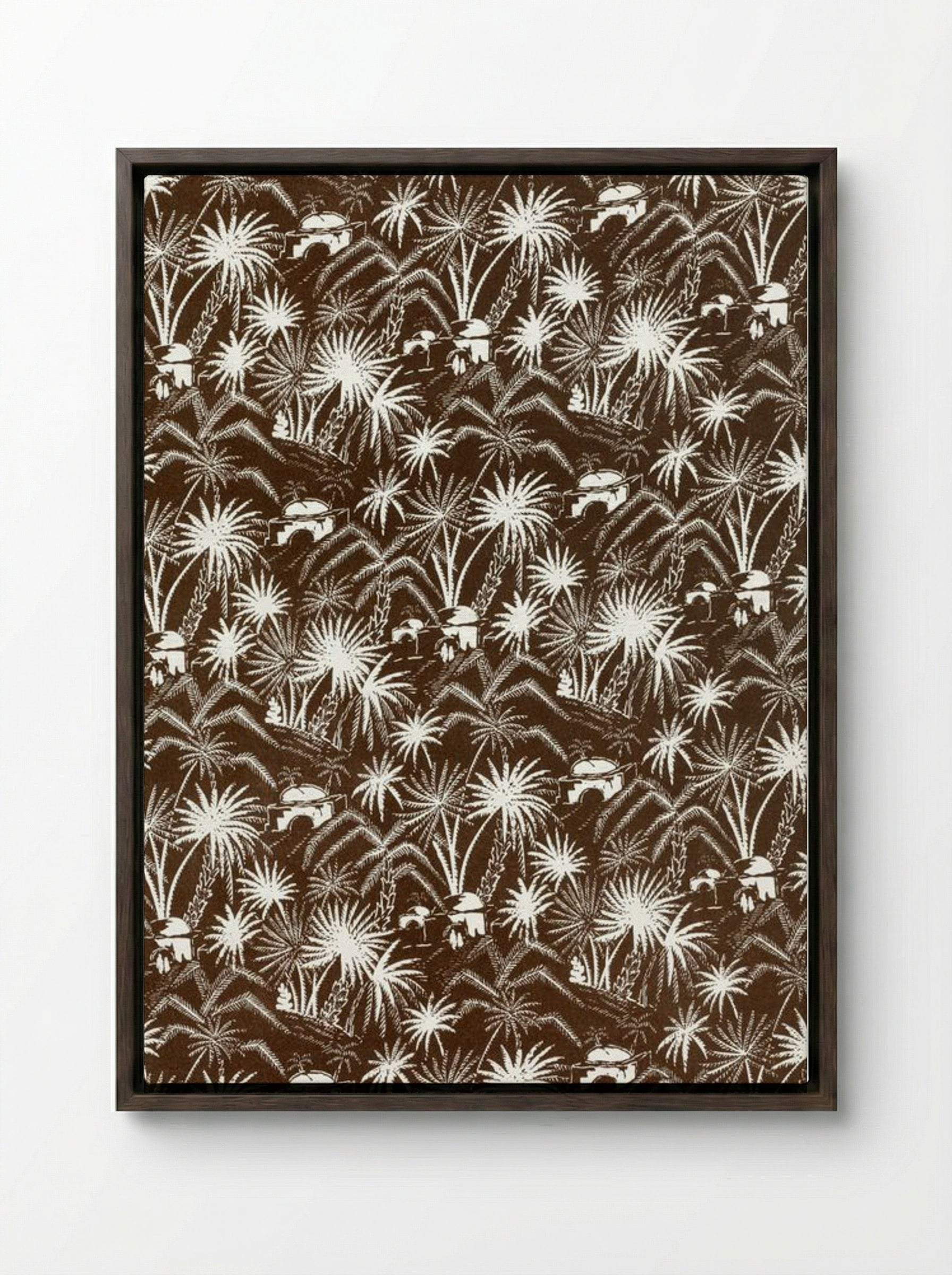 White Palm Trees - Charles Goy - Framed Canvas Dark Wood