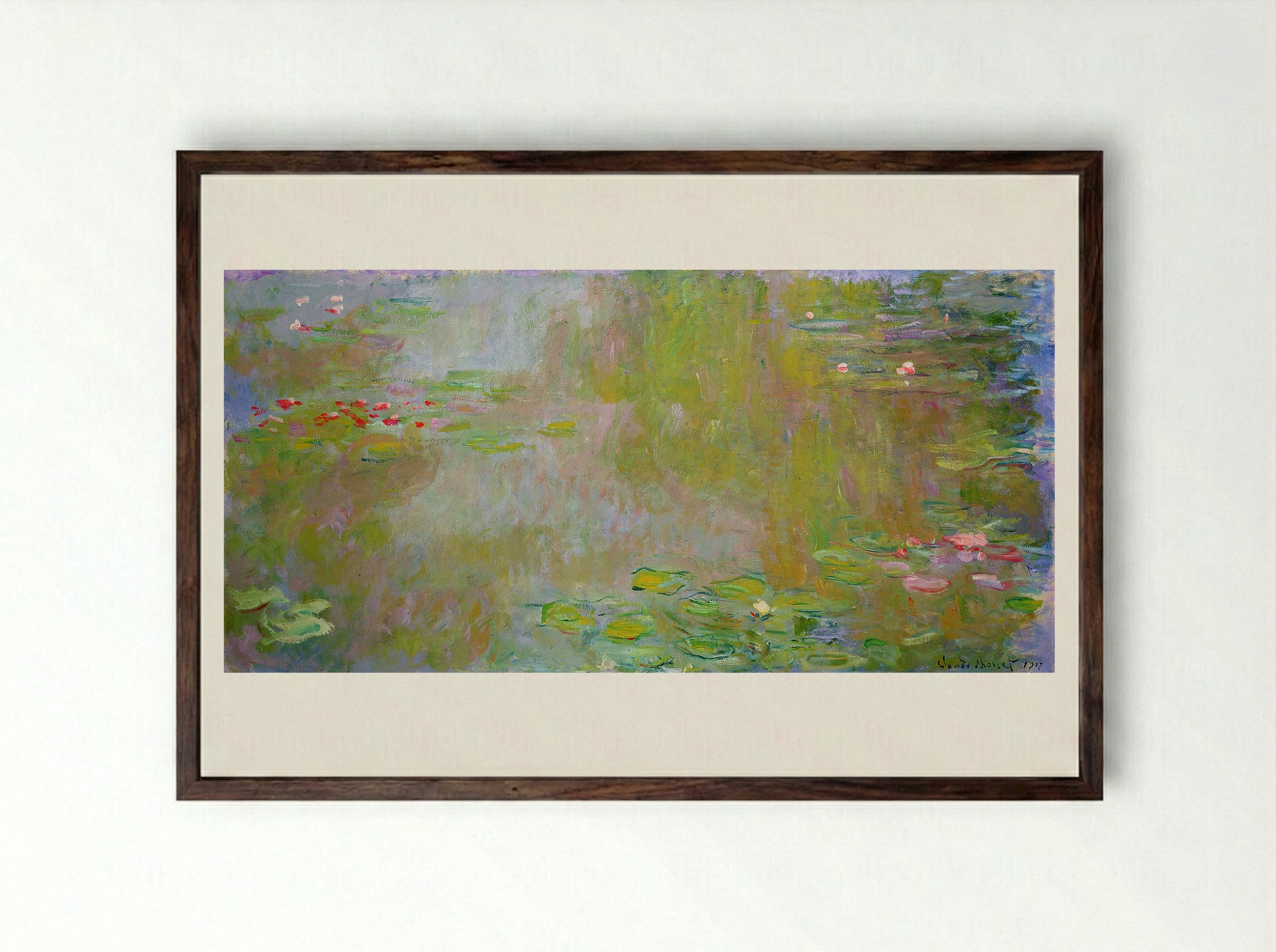 Water Lily Pond - Claude Monet - Framed Print Dark Wood