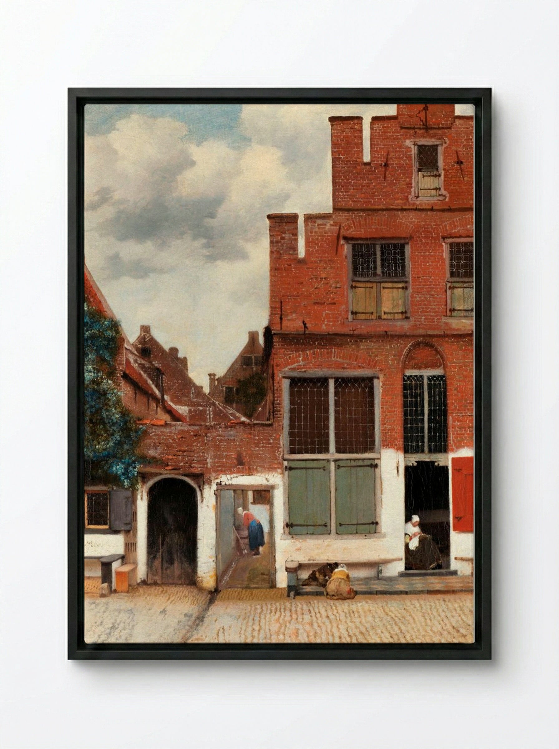 The Little Street - Johannes Vermeer - Framed Canvas Black