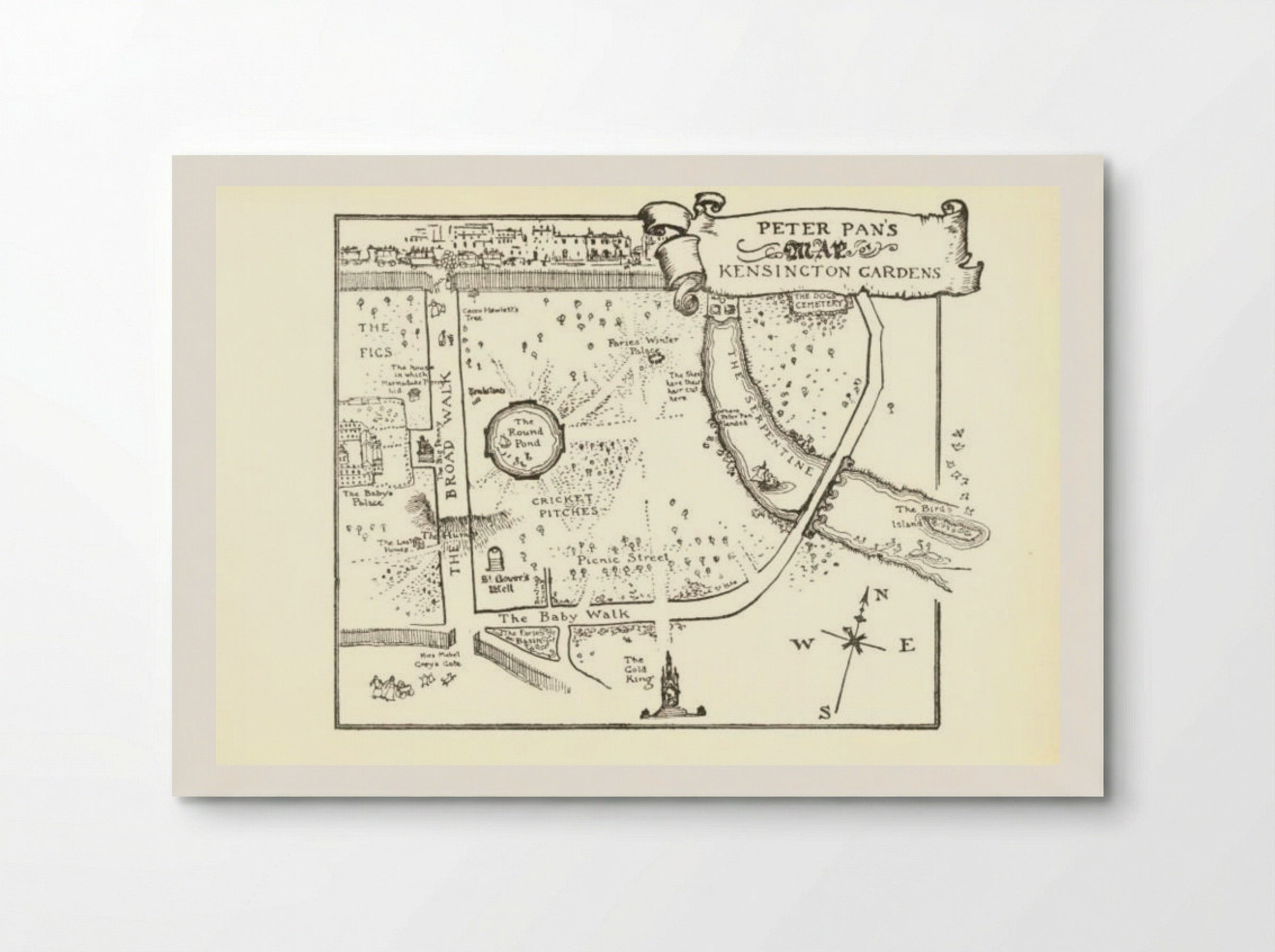 Map of Peter Pan's Kensington Gardens - Arthur Rackham - Poster