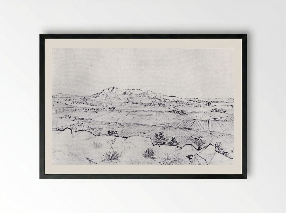 La Crau Seen from Montmajour - Vincent van Gogh - Framed Print Black