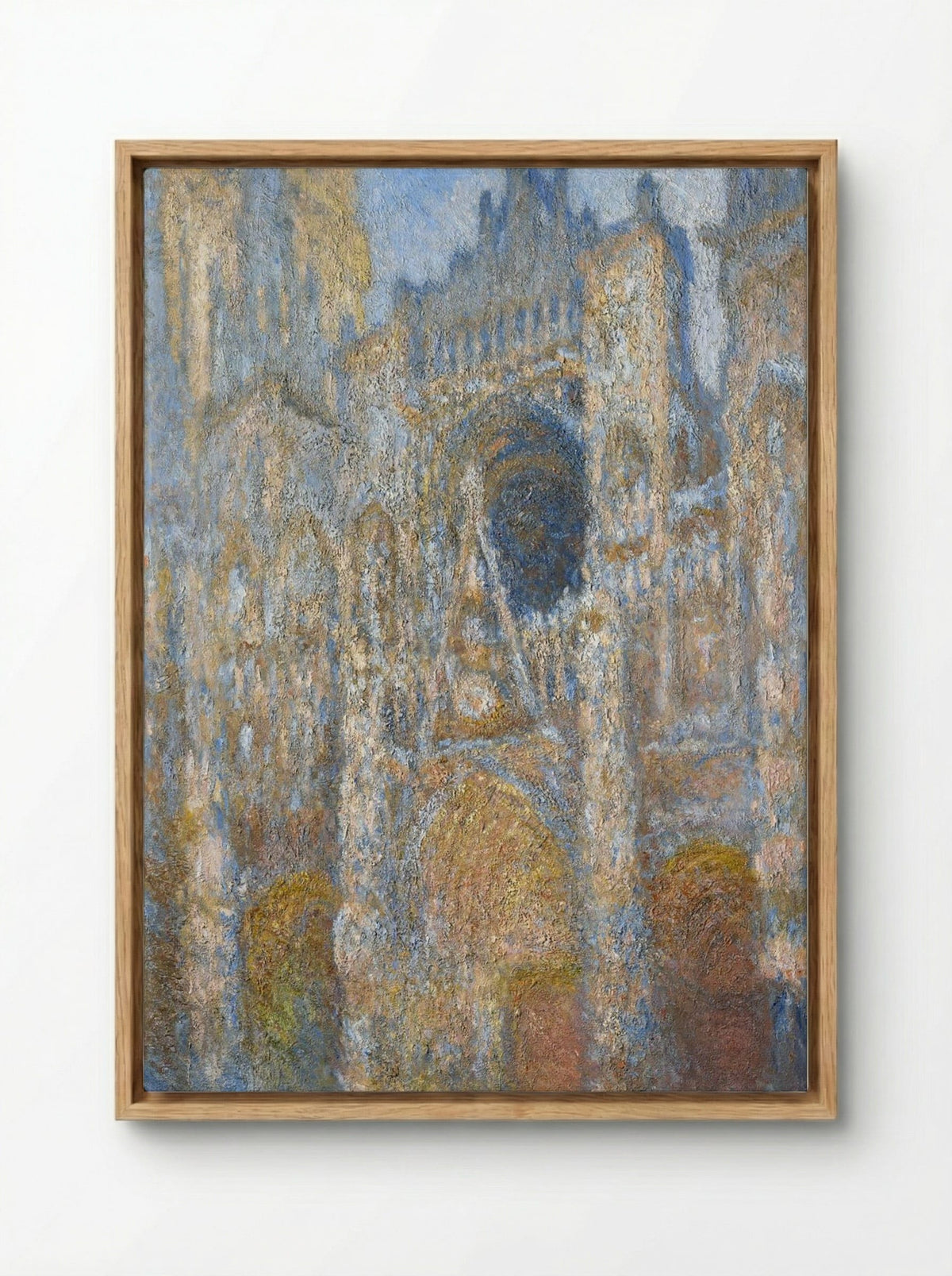 Rouen Cathedral, the Facade in Sunlight - Claude Monet - Framed Canvas Wood