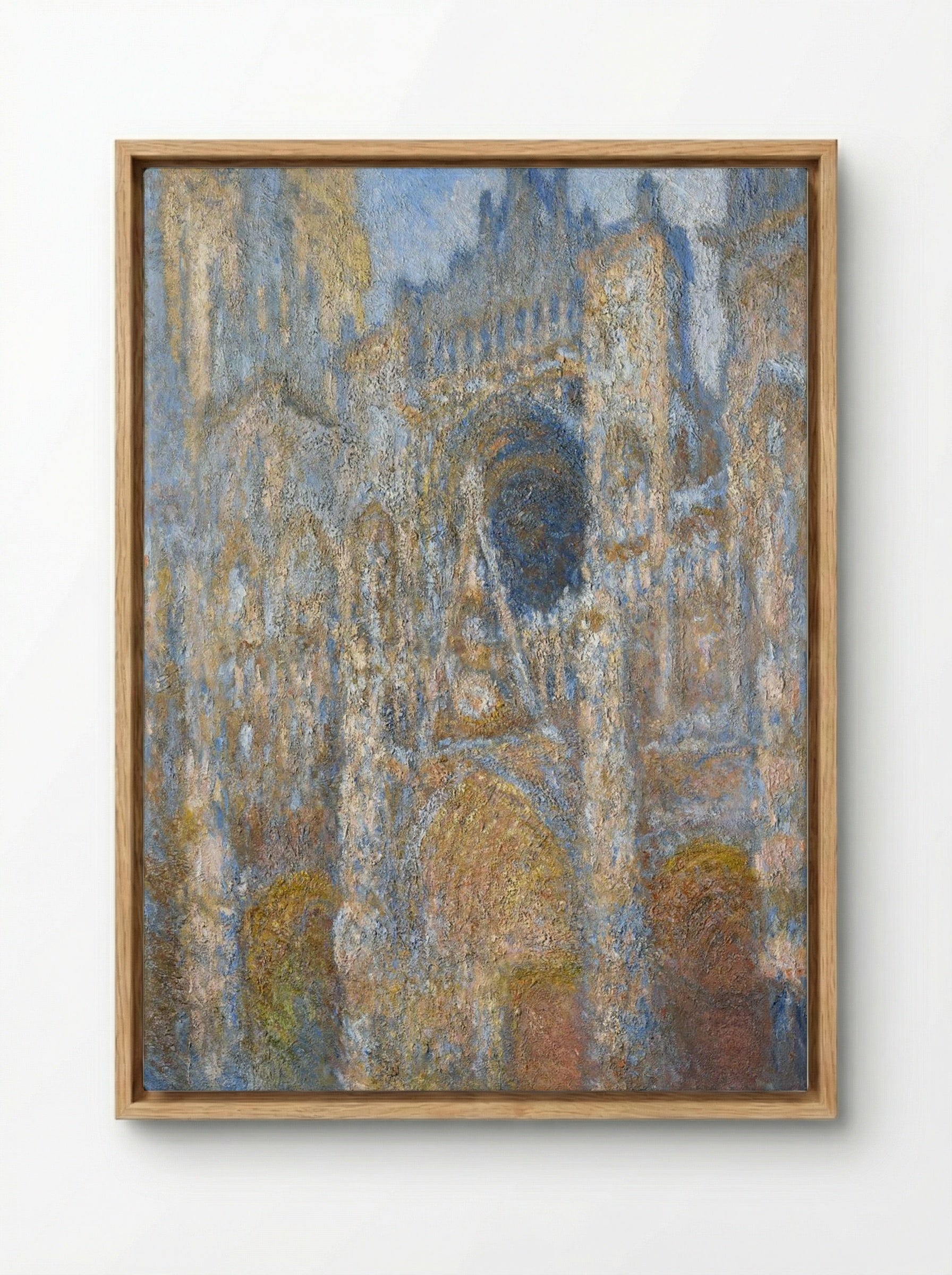 Rouen Cathedral, the Facade in Sunlight - Claude Monet - Framed Canvas Wood
