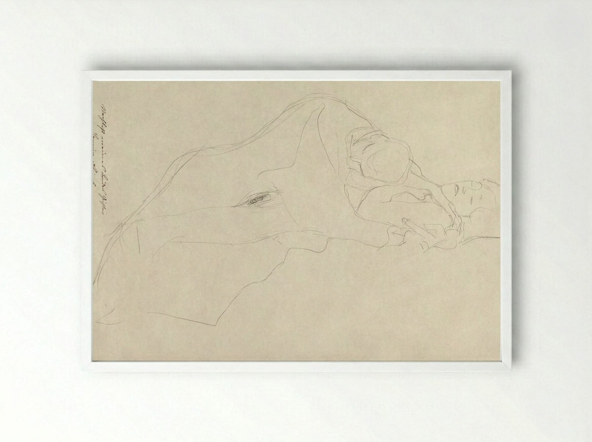 The Lovers - Gustav Klimt - Framed Print White