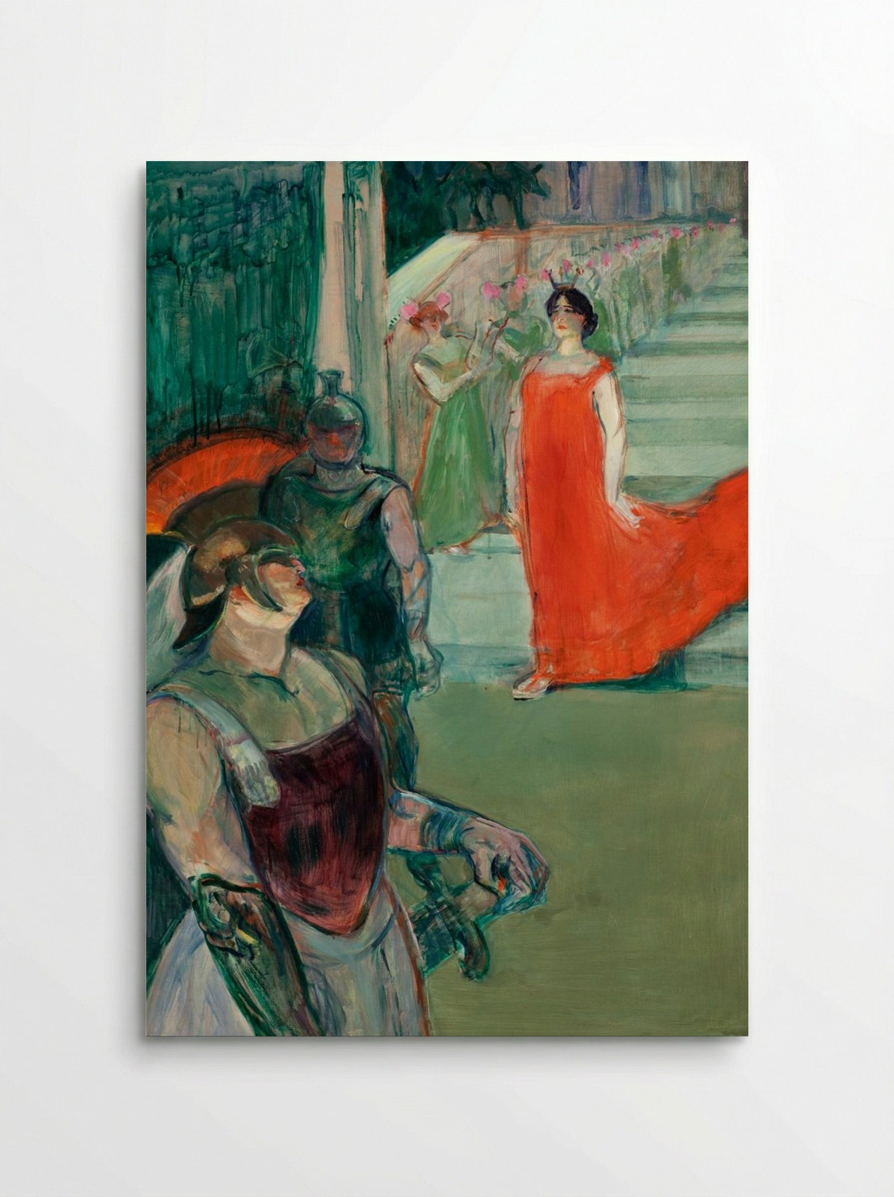 The Opera Messalina at Bordeaux: Messaline Descends the Staircase Bordered by Extras - Henri de Toulouse-Lautrec - Poster