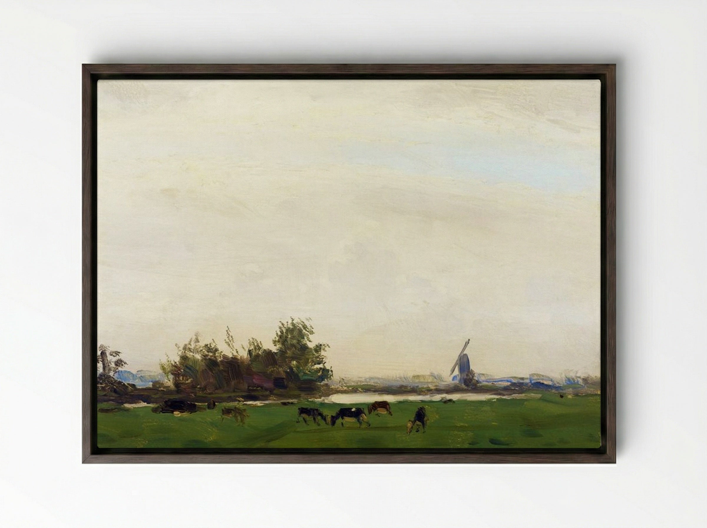 Meadow Landscape on the Spaarne - Gerrit Willem Dijsselhof - Framed Canvas Dark Wood
