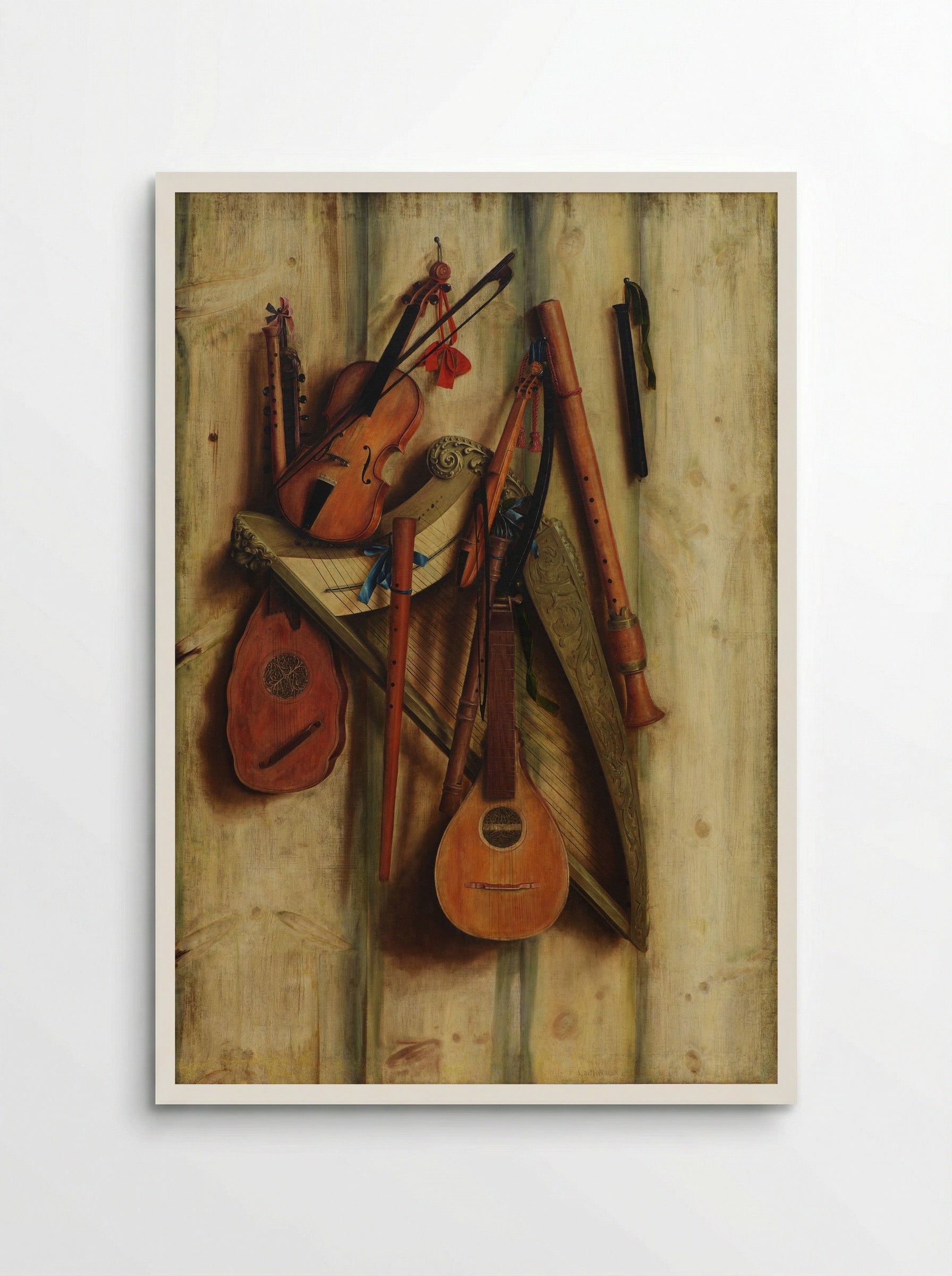 Board Wall with Musical Instruments (Trompe l'Oeil) - Franciscus Gijsbrechts - Poster