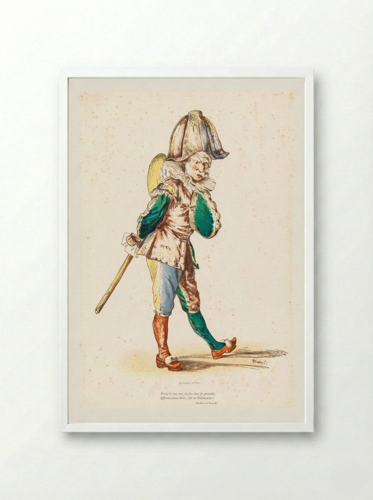 Polichinelle - Édouard Manet - Framed Print White