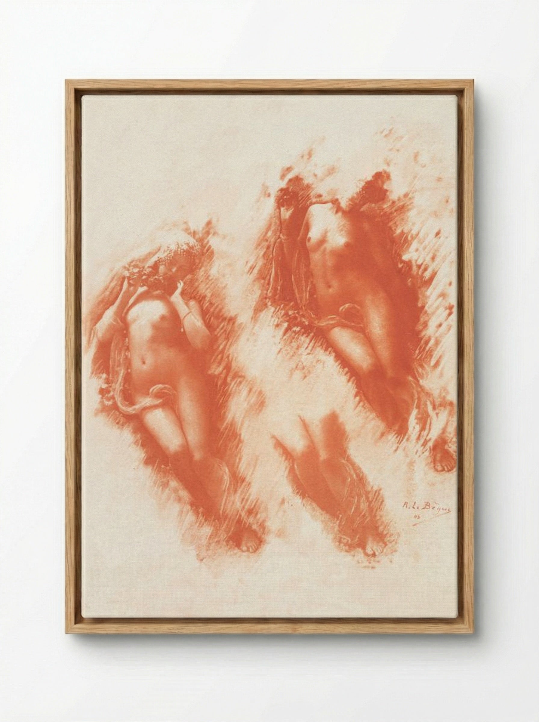 Study of Nude Women (Sanguine Chalk) - René Le Bègue - Framed Canvas Wood