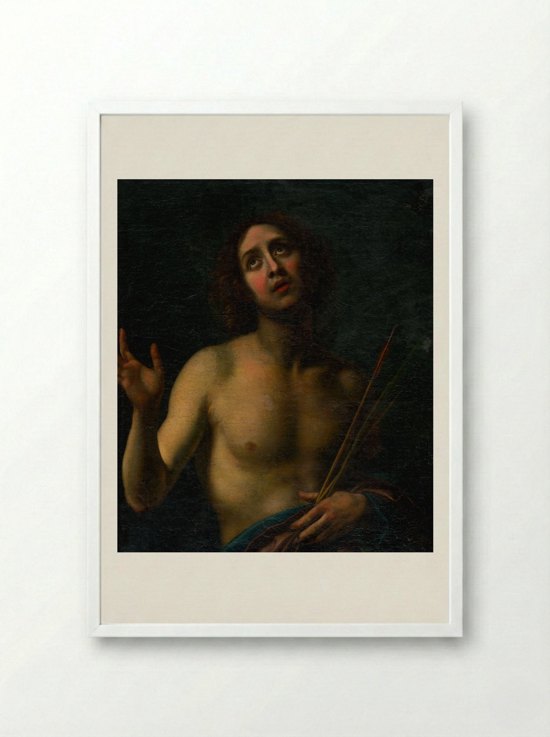 Saint Sebastian - Carlo Dolci - Framed Print White