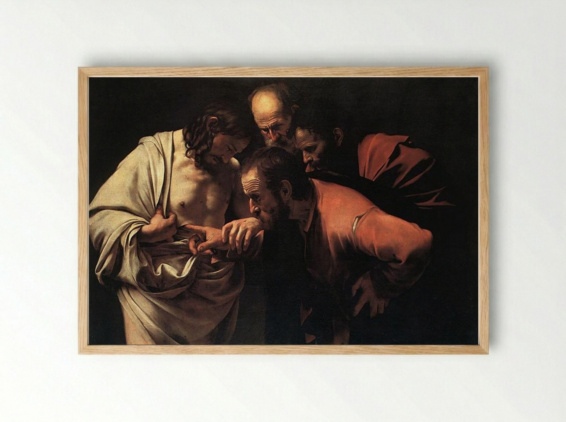 The Incredulity of Saint Thomas - Caravaggio - Framed Print Wood