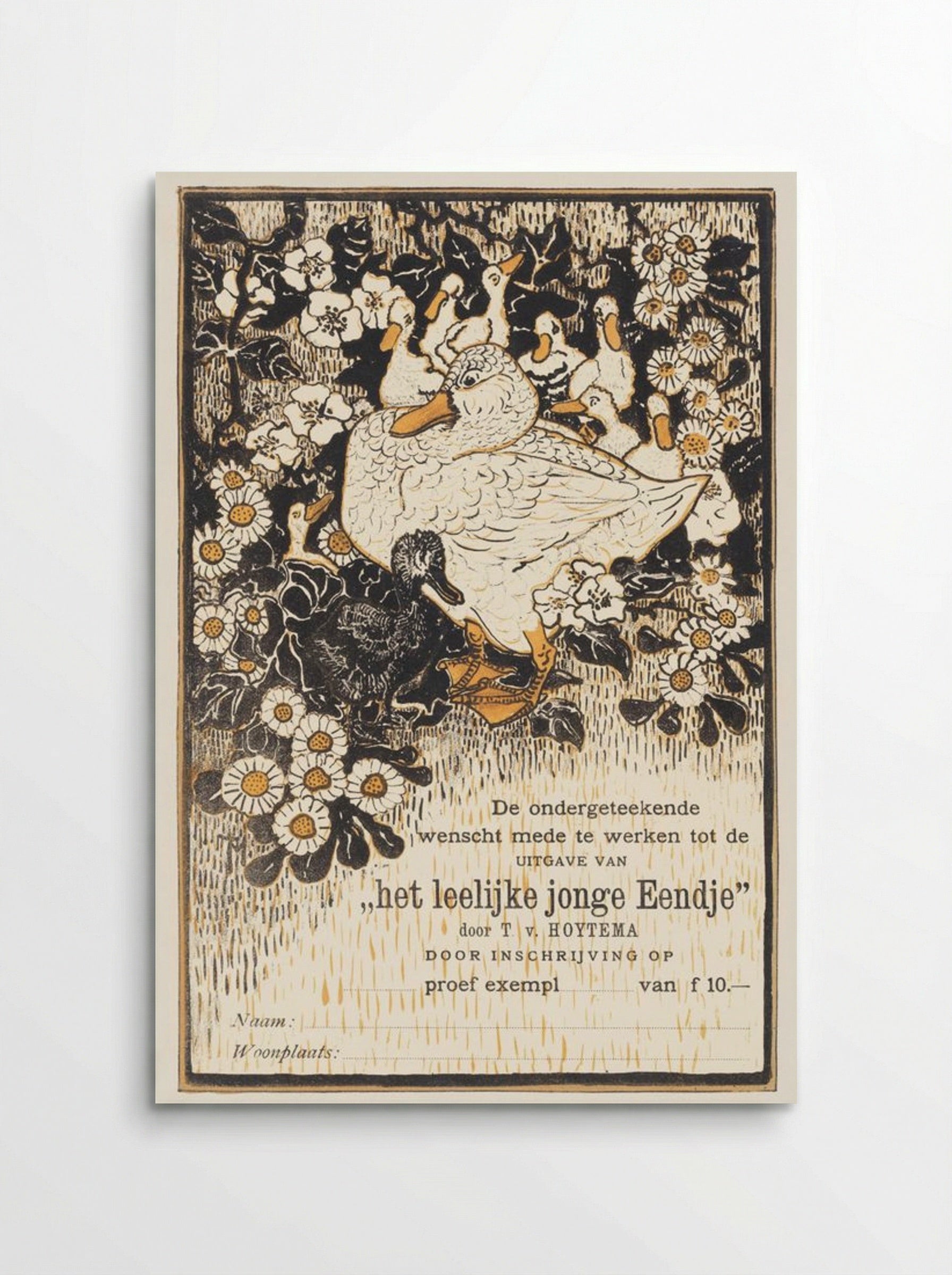 Bestelkaart voor proefexemplaar van 'Het leelijke jonge Eendje' - Theo van Hoytema - Poster