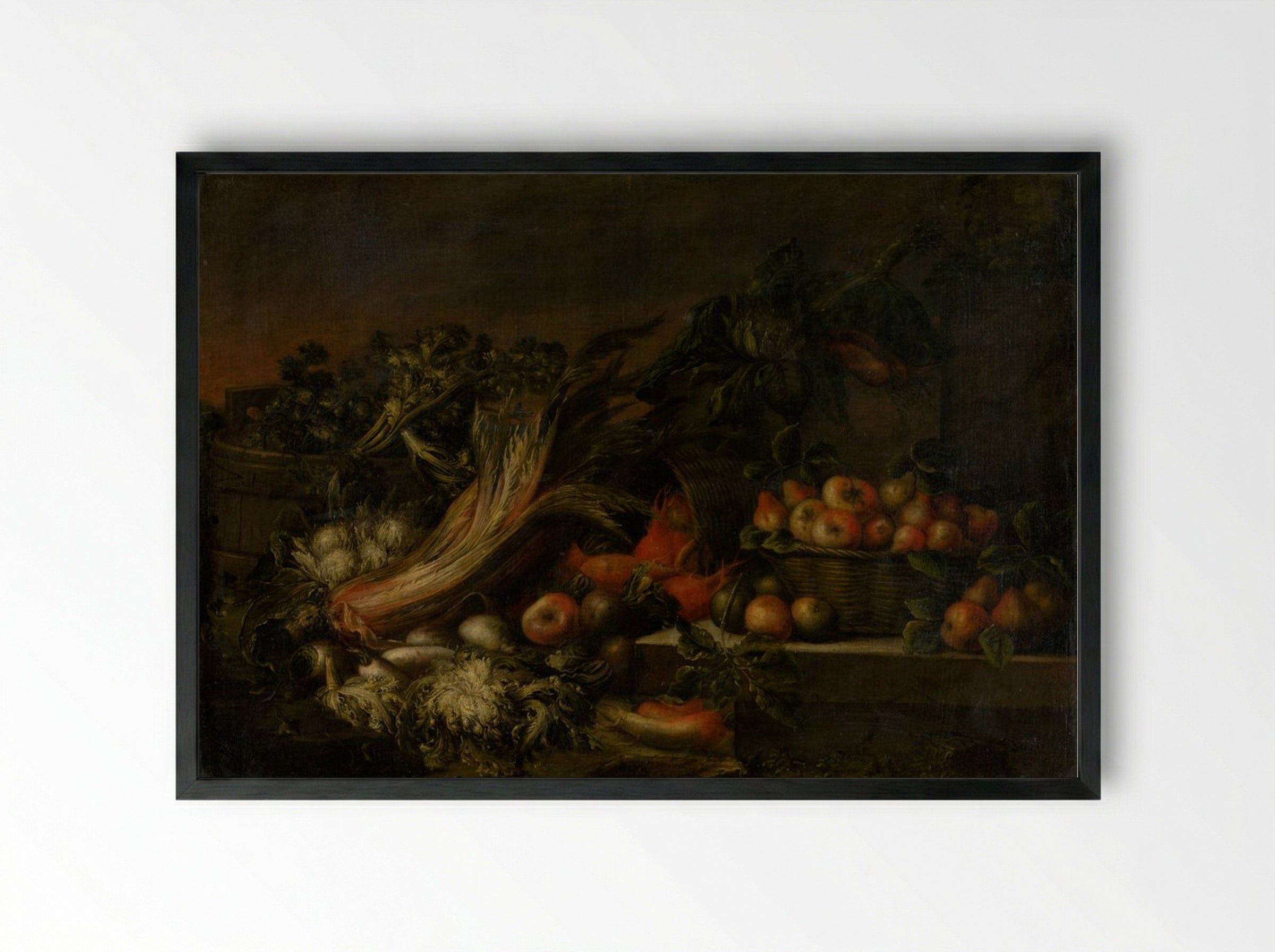 Still Life with Vegetables and Fruit - Fine Art Print - Framed Print Black
