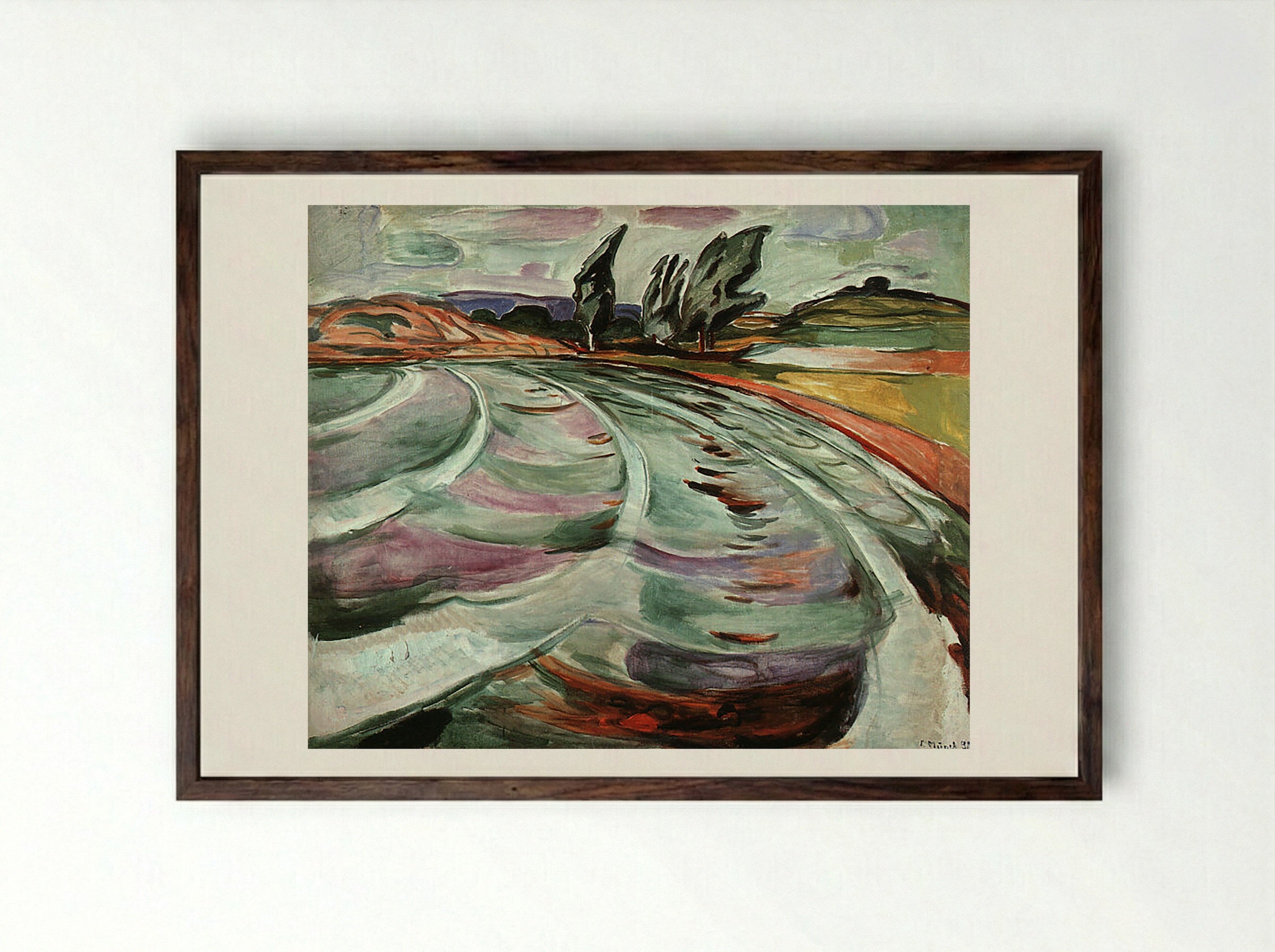 The Wave - Edvard Munch - Framed Print Dark Wood