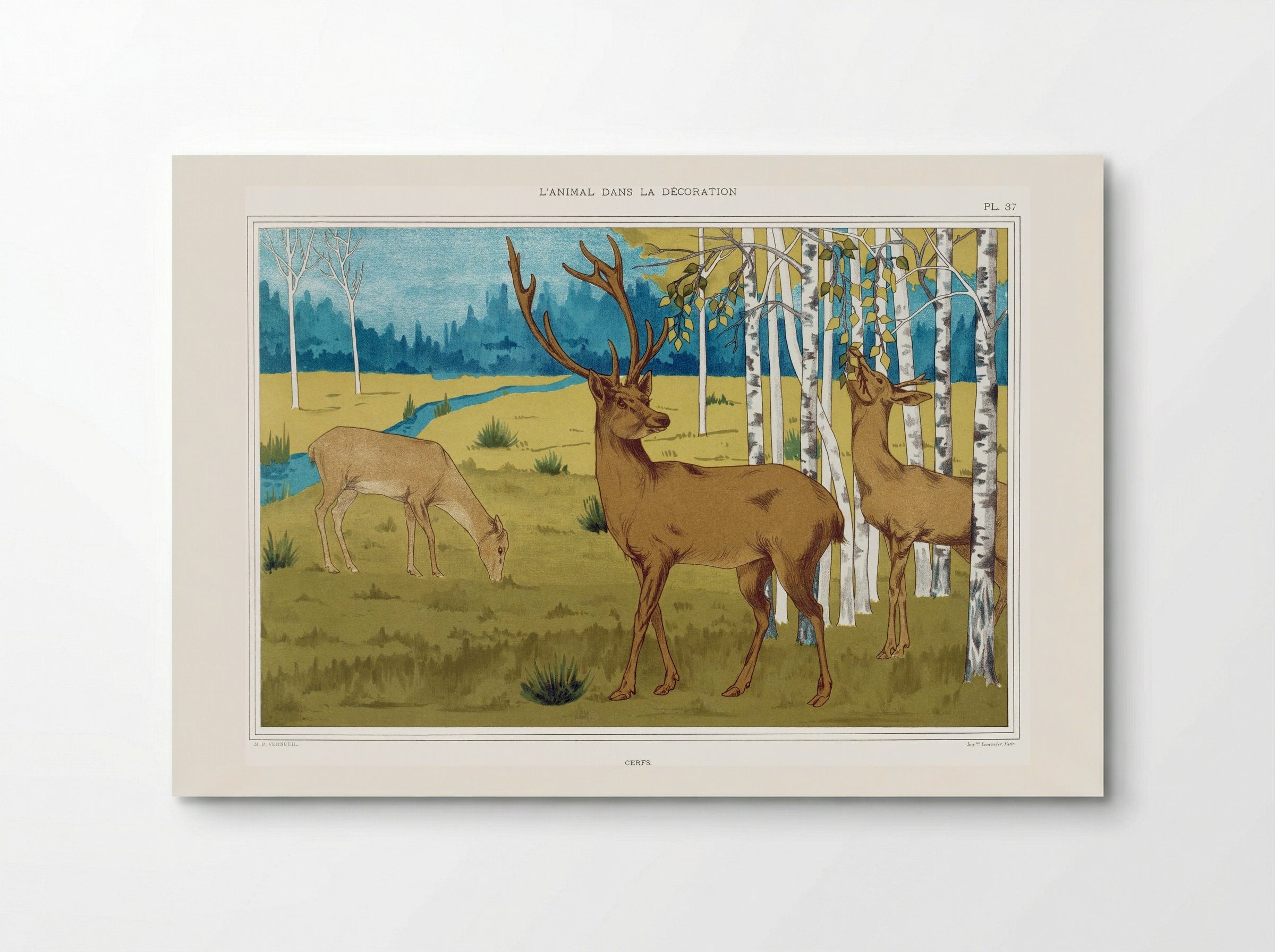 Cerfs (Deer in a Landscape) - Maurice Pillard Verneuil - Poster
