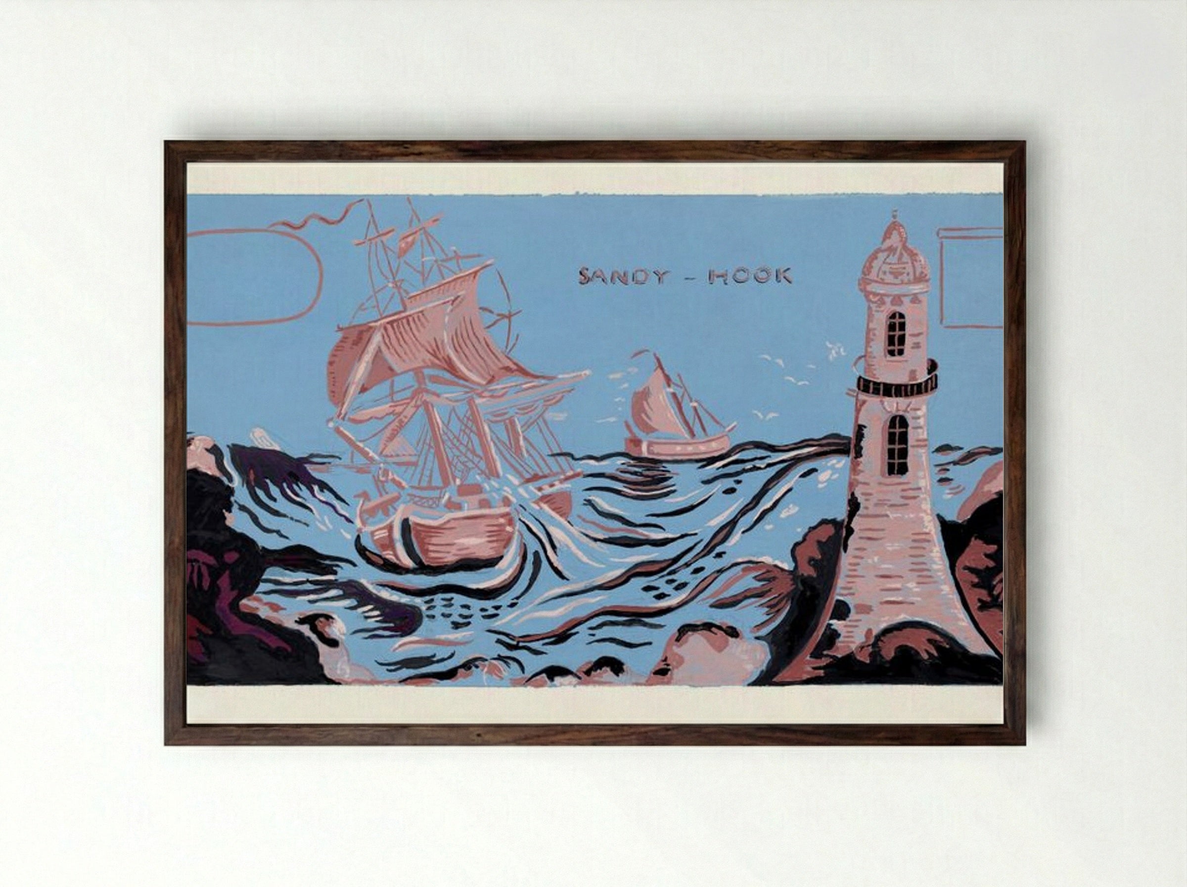 Bandbox Design: Sandy Hook - Selma Sandler - Framed Print Dark Wood