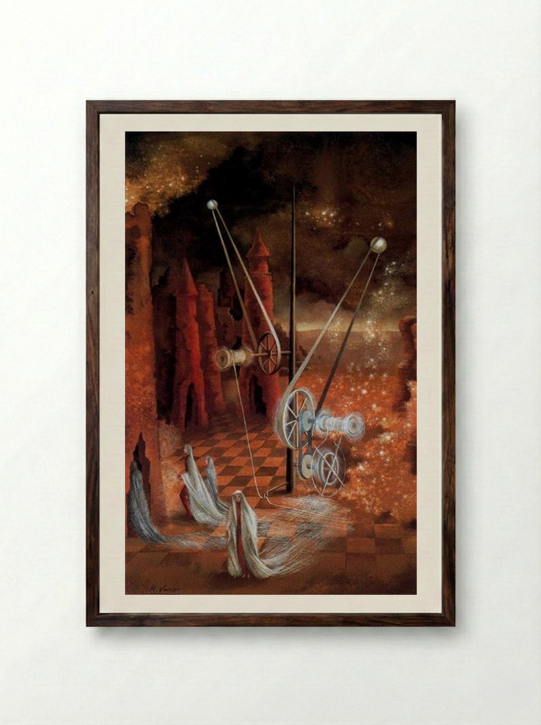 Premonition - Remedios Varo - Framed Print Dark Wood