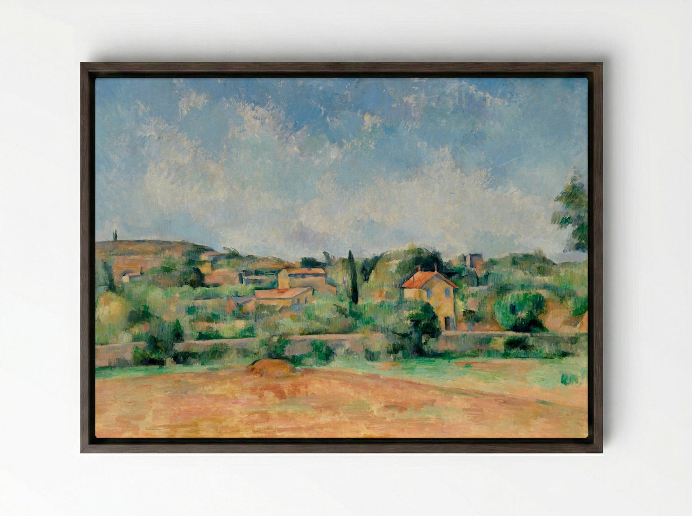 The Bellevue Plain (also called The Red Earth) - Paul Cézanne - Framed Canvas Dark Wood