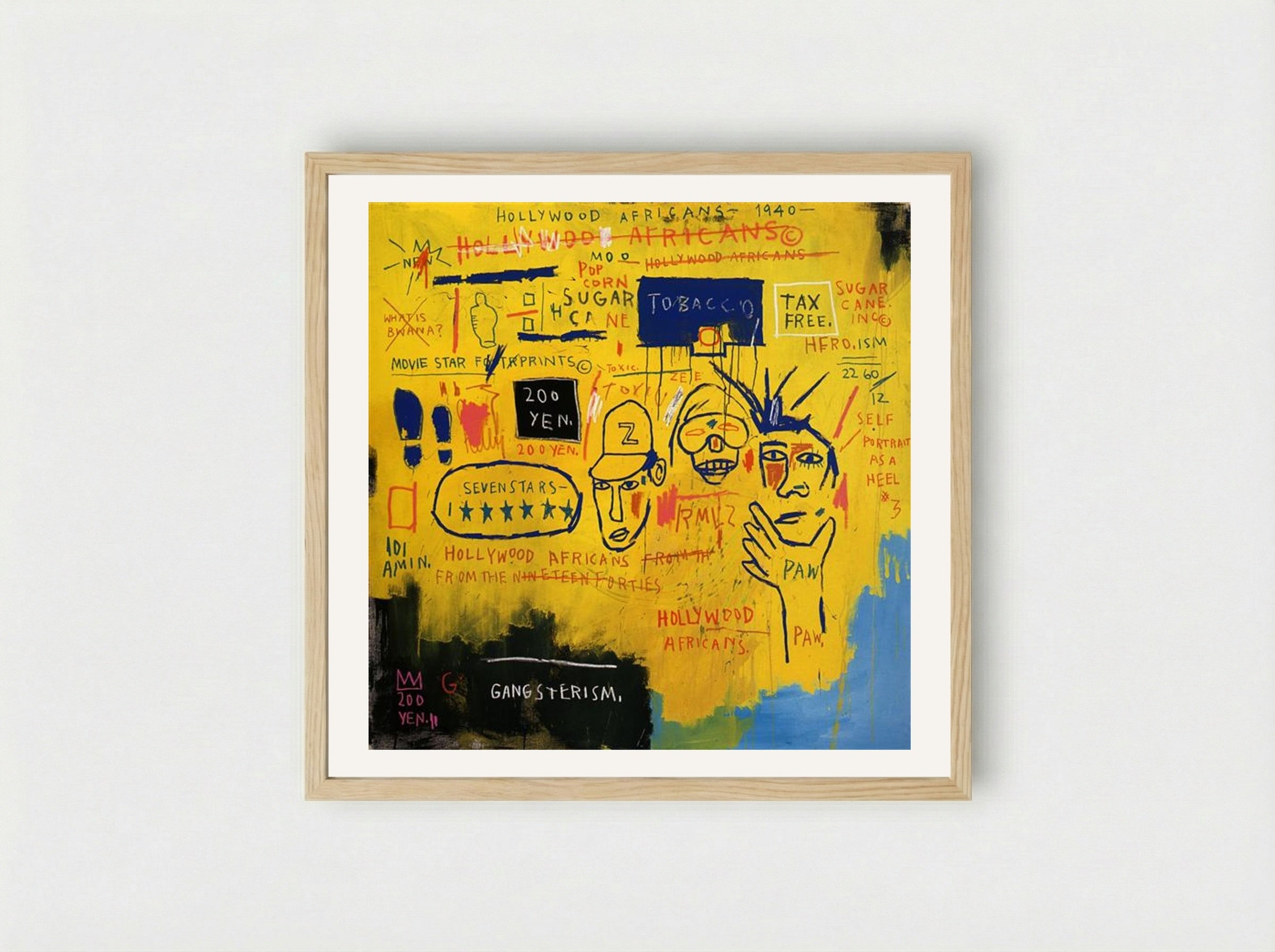 Hollywood Africans - Jean-Michel Basquiat - Framed Print Wood