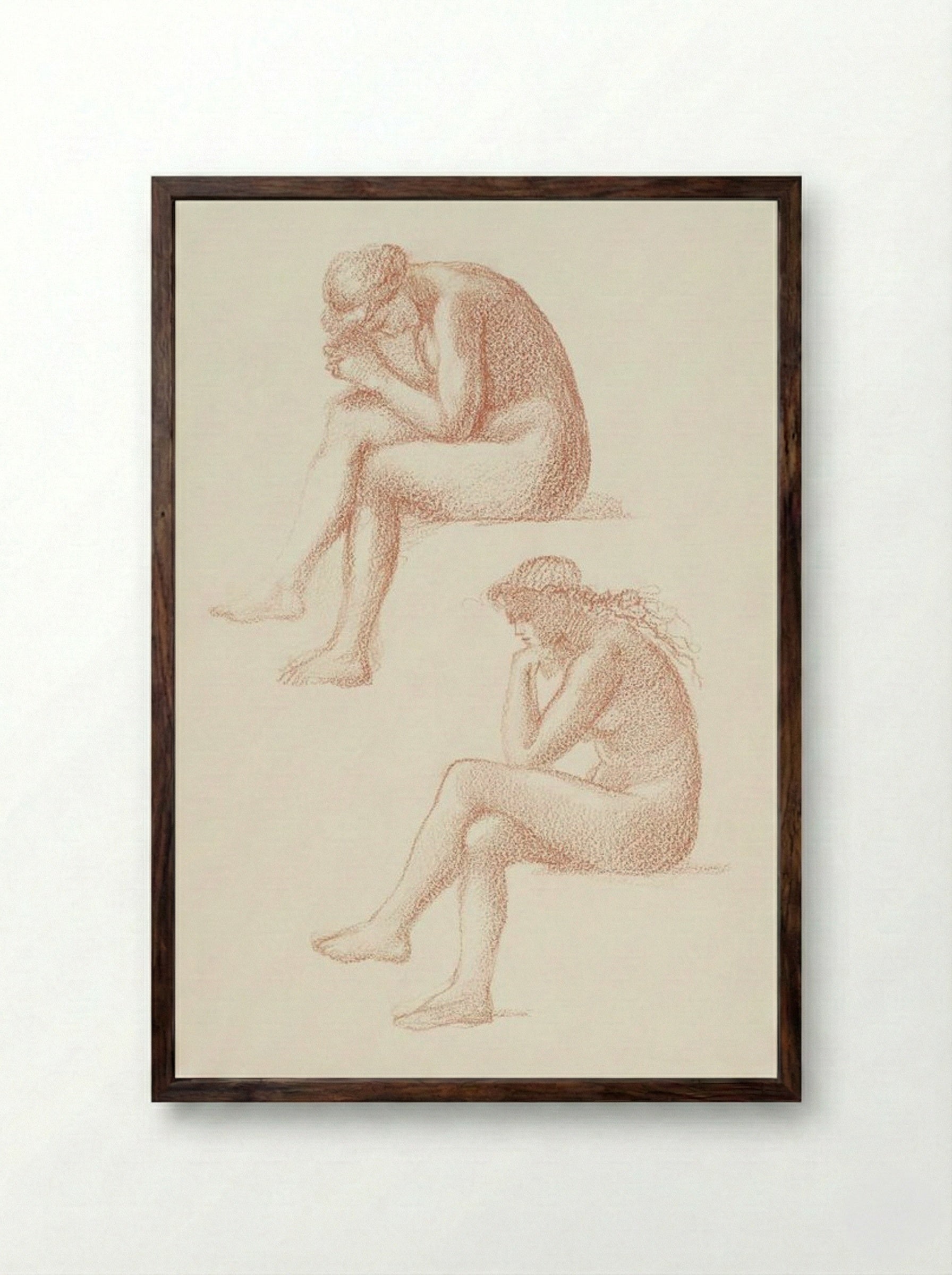 Two Studies for the Figure on the Right (From 'The Lament') - Edward Burne-Jones - Framed Print Dark Wood