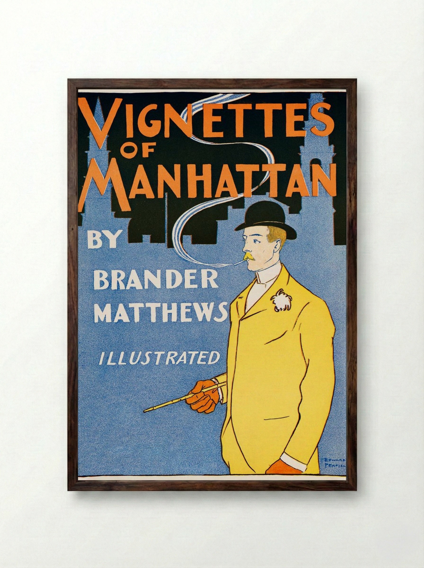 Vignettes of Manhattan - Edward Penfield - Framed Print Dark Wood
