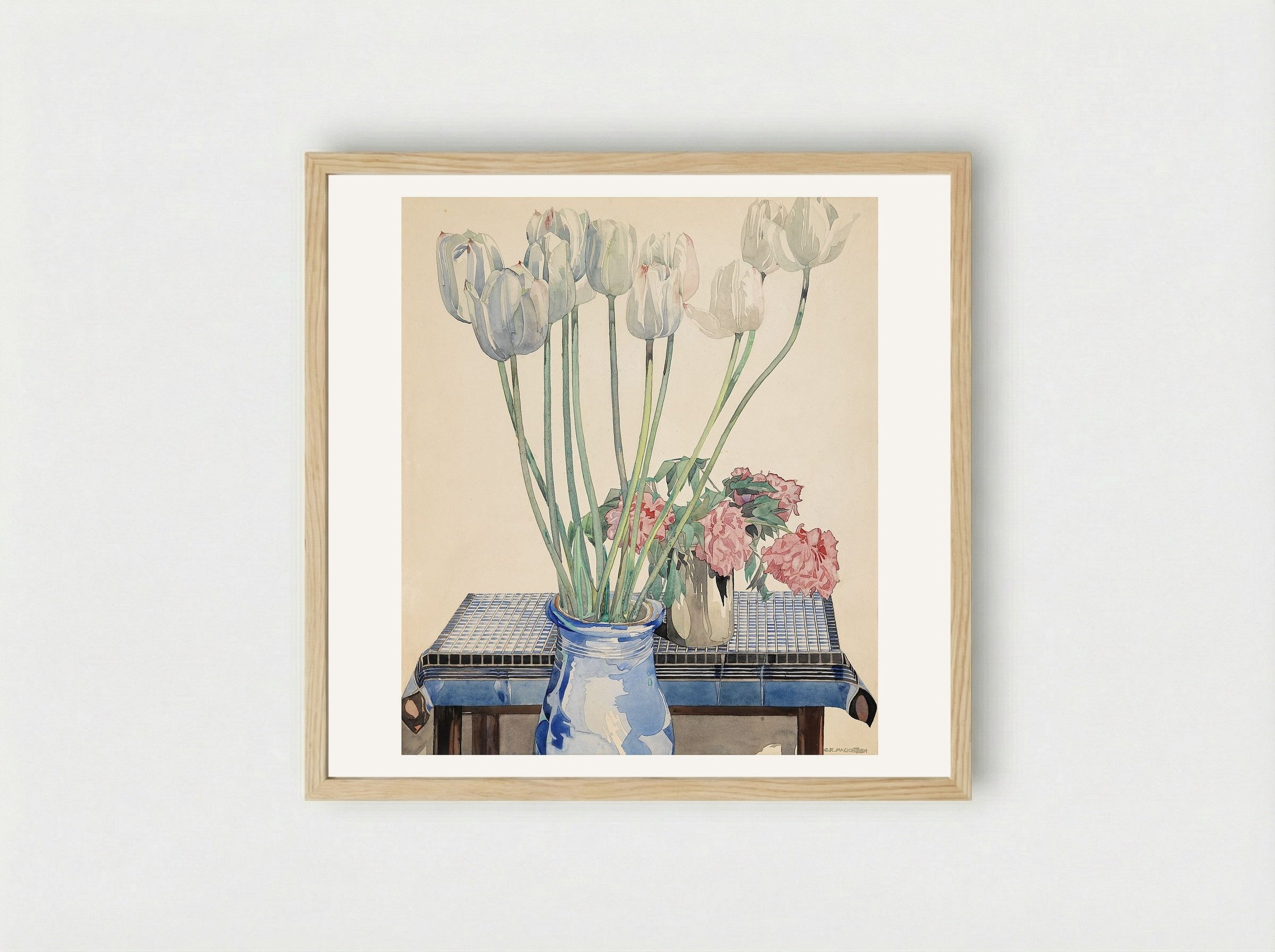 White Tulips - Charles Rennie Mackintosh - Framed Print Wood