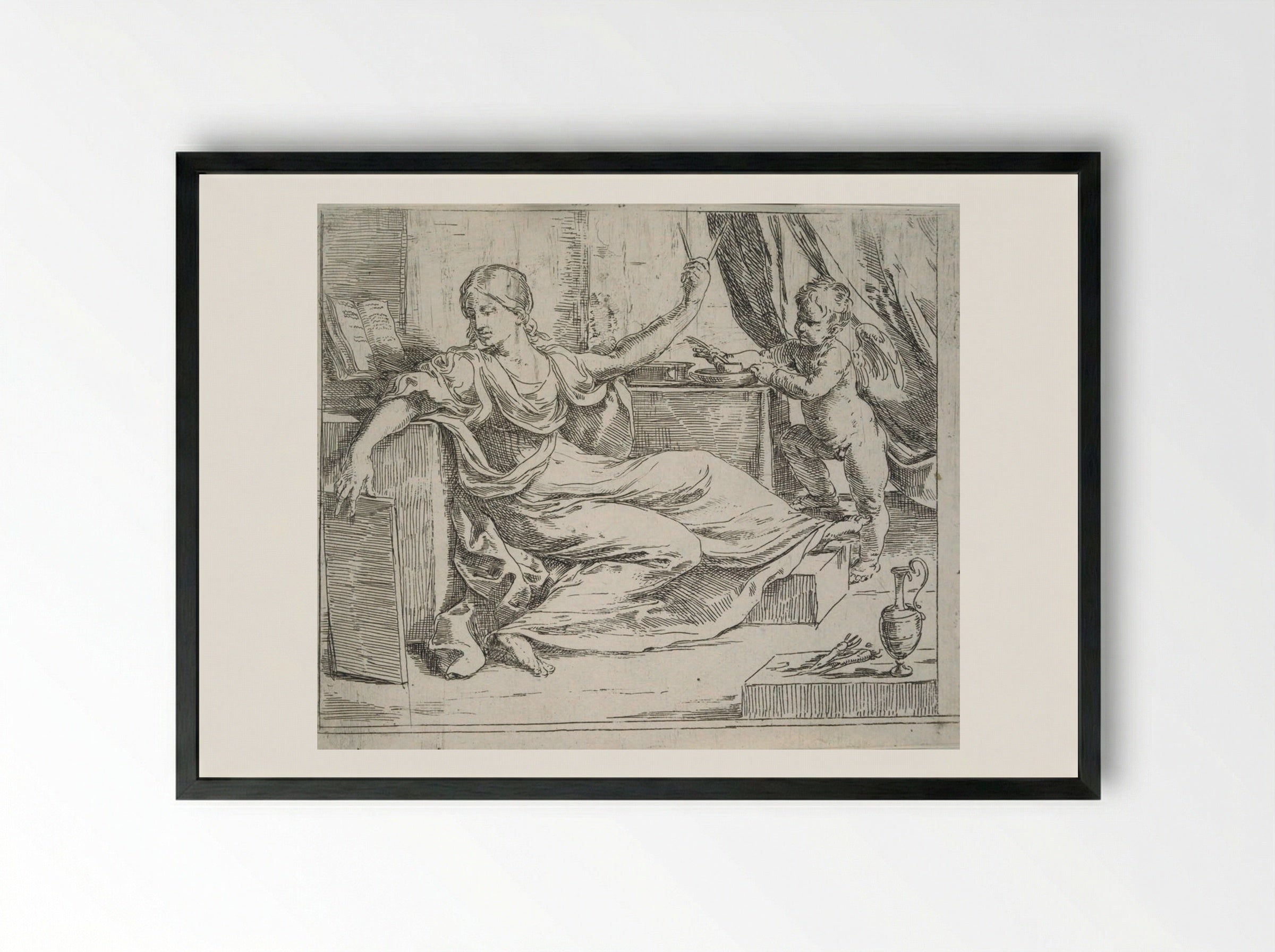 Allegory of Learning - Guido Reni - Framed Print Black