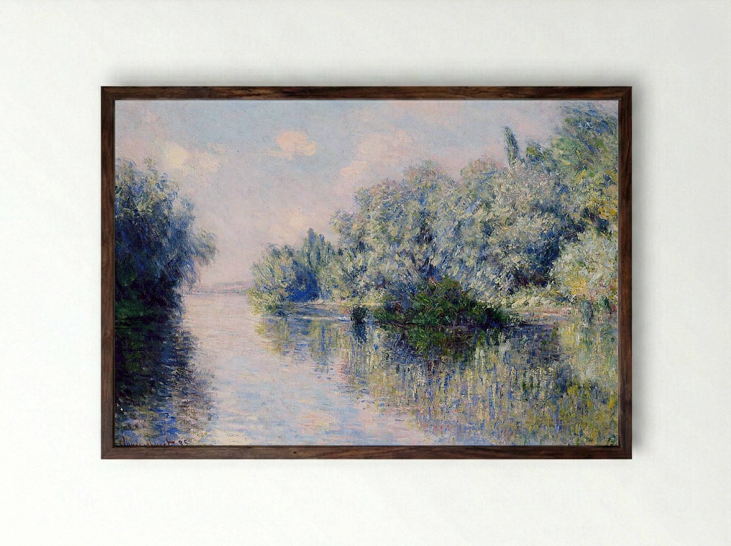 The Seine near Giverny - Claude Monet - Framed Print Dark Wood