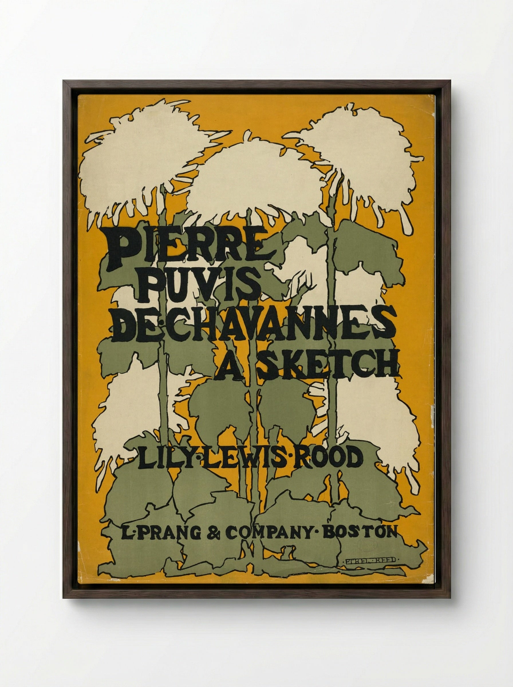 Floral Design (After Pierre Puvis de Chavannes) - Fine Art Print - Framed Canvas Dark Wood
