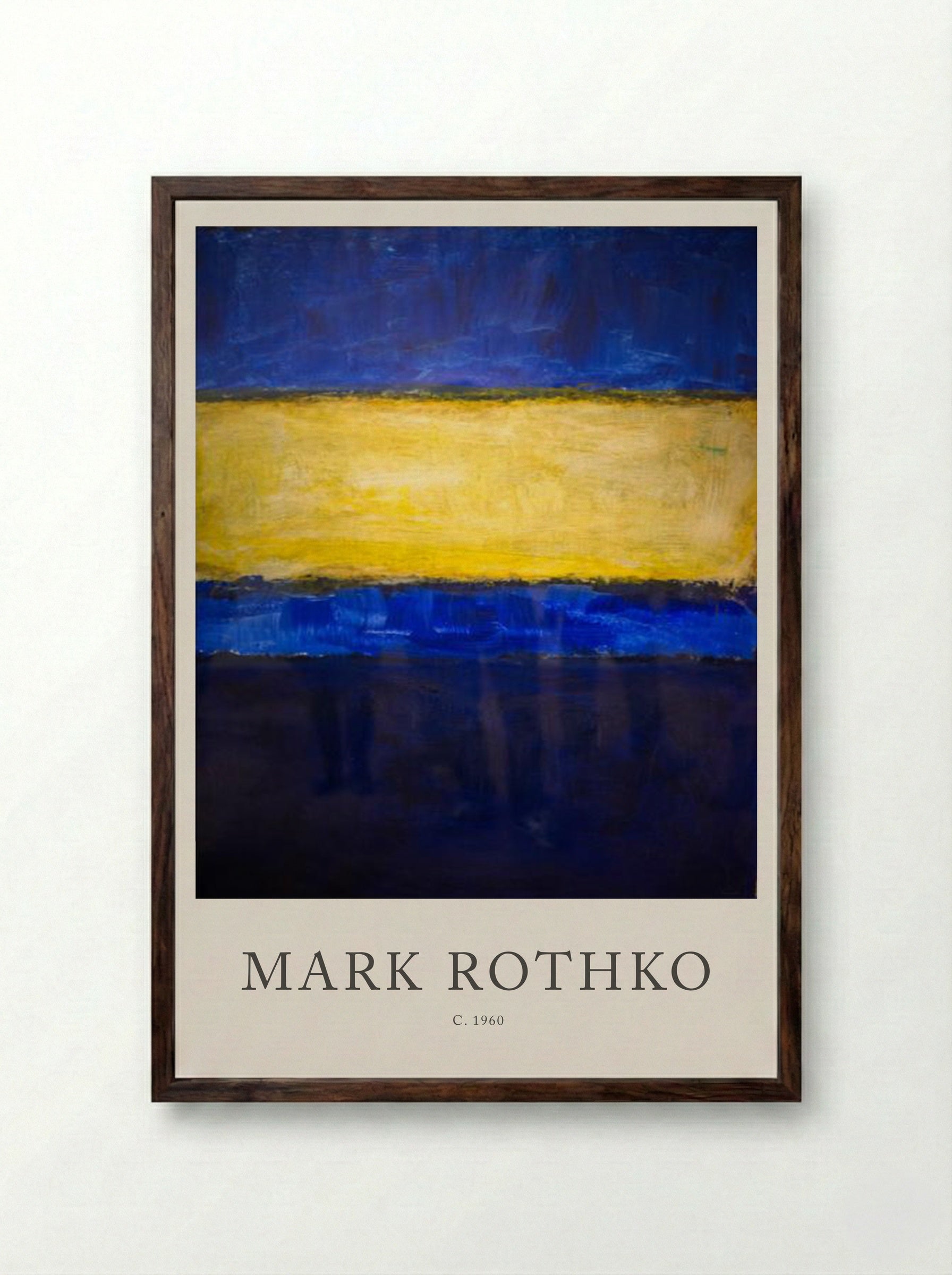 Untitled (Blue, Yellow, Blue) - Mark Rothko - Framed Print Dark Wood