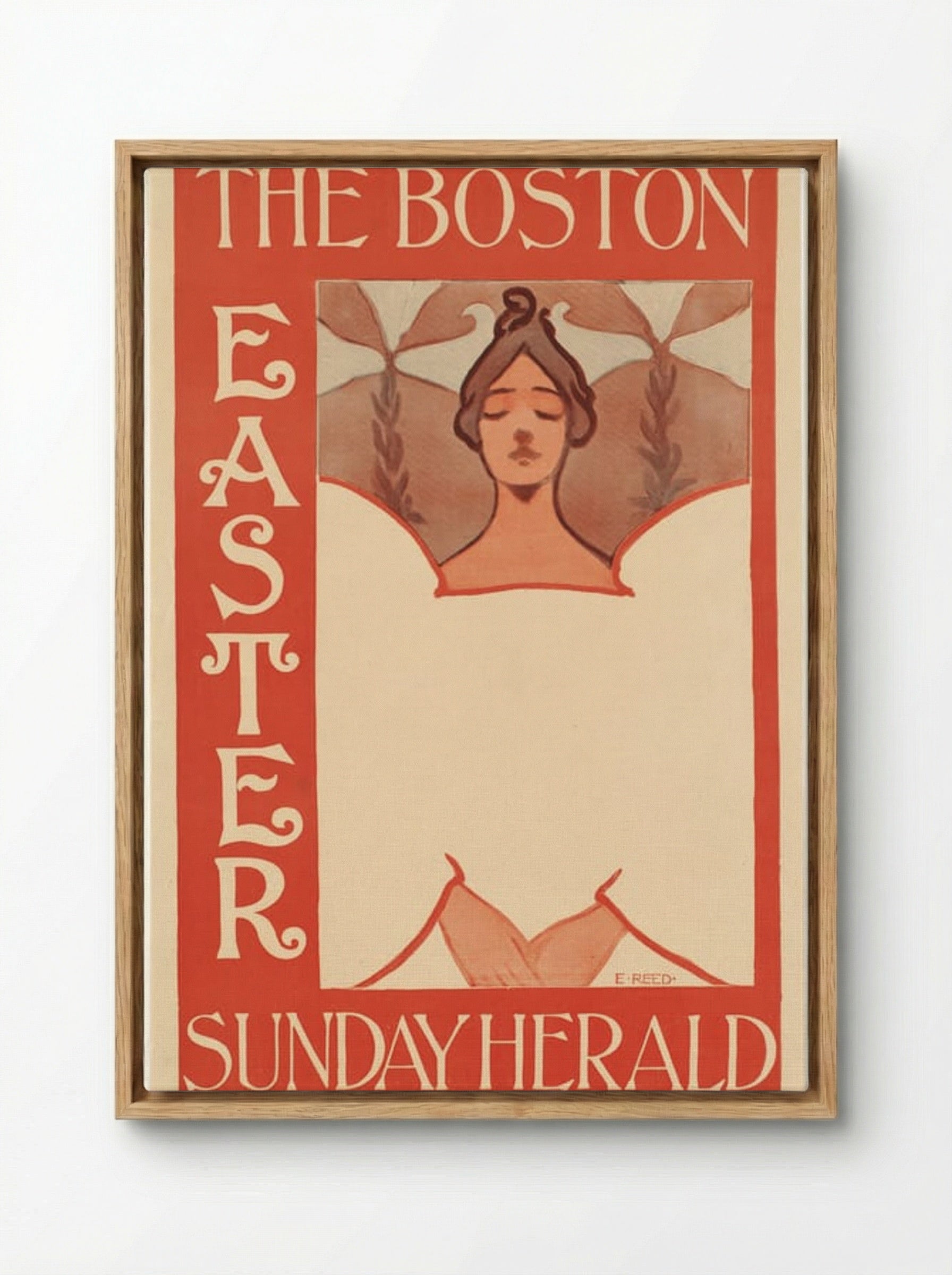 The Boston Sunday Herald, Easter Illustration - Ethel Reed - Framed Canvas Wood