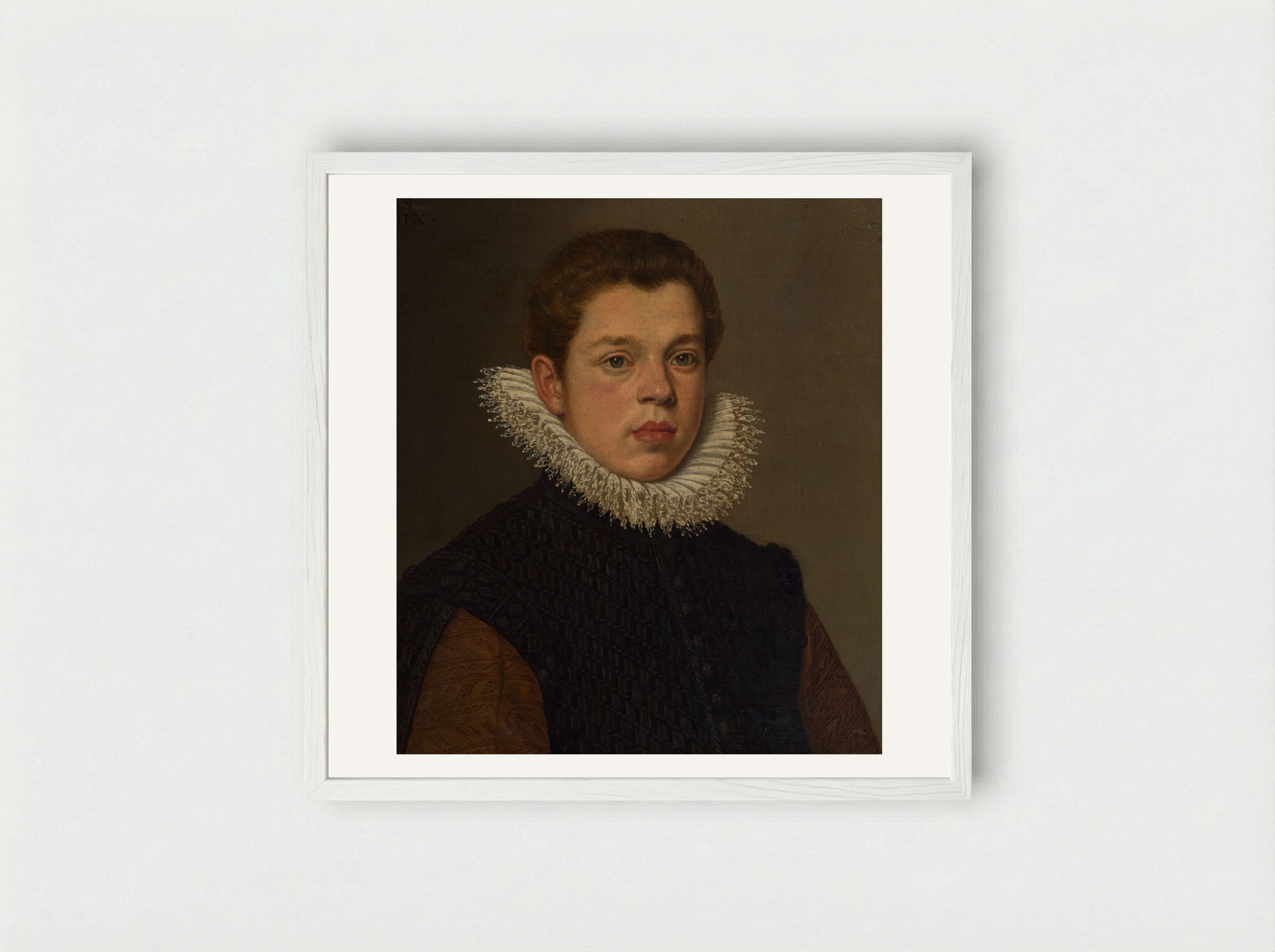 Portrait of a Young Man with a White Ruff Collar - Sofonisba Anguissola - Framed Print White