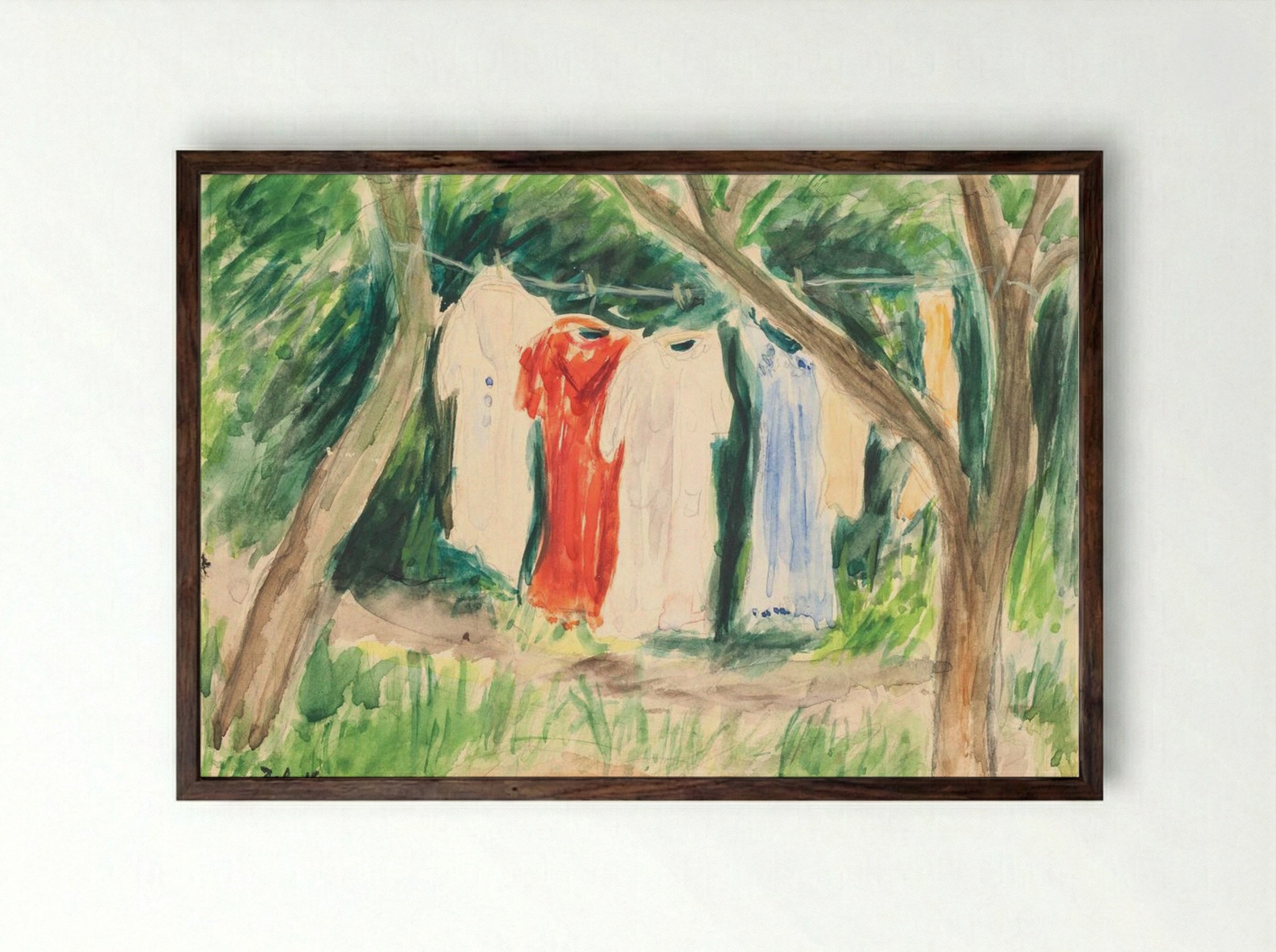 Drying Place in the Sun - John Christensen - Framed Print Dark Wood