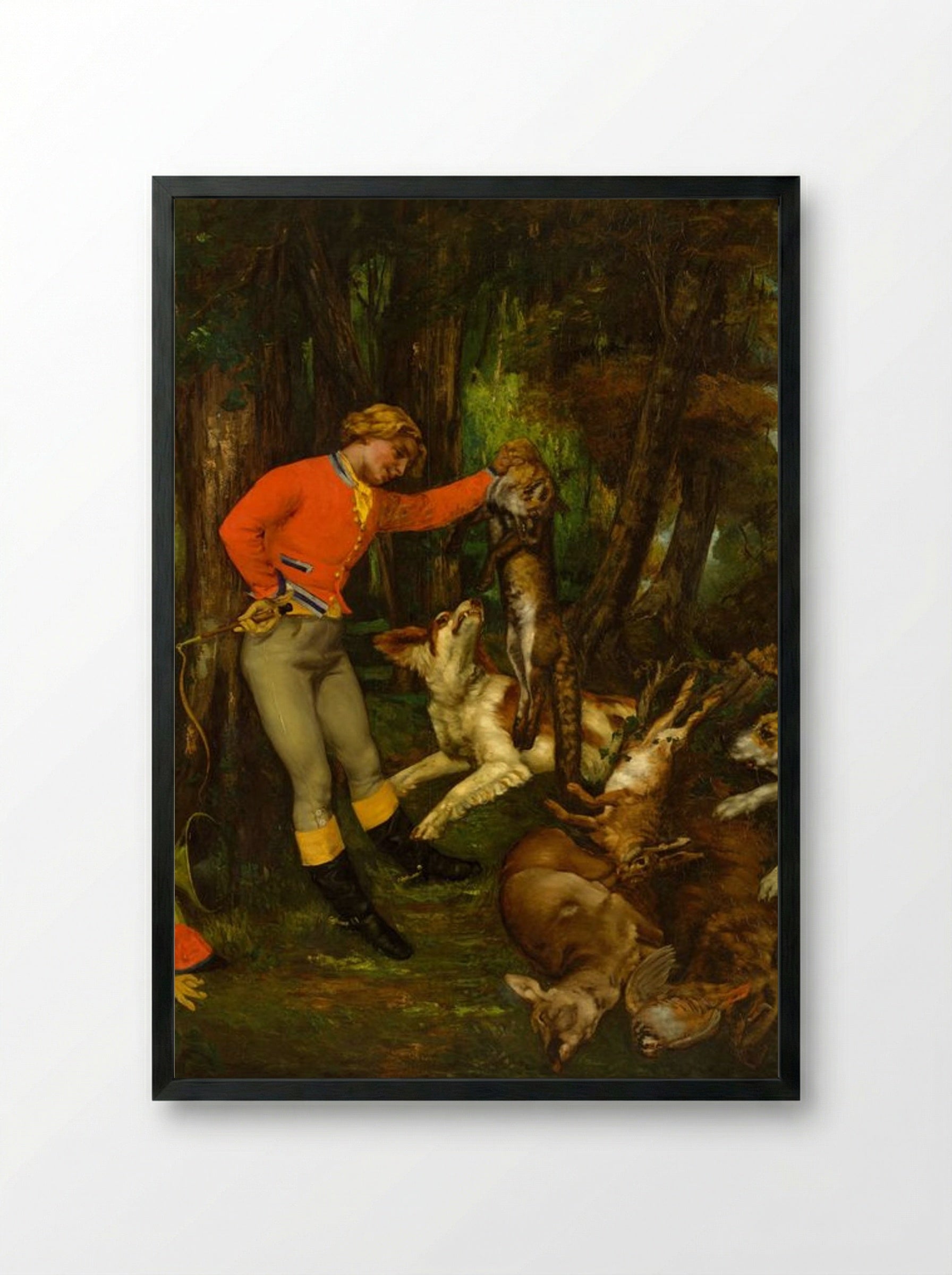 After the Hunt - Gustave Courbet - Framed Print Black