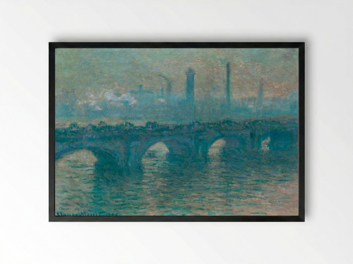 Waterloo Bridge, Grey Weather - Claude Monet - Framed Print Black