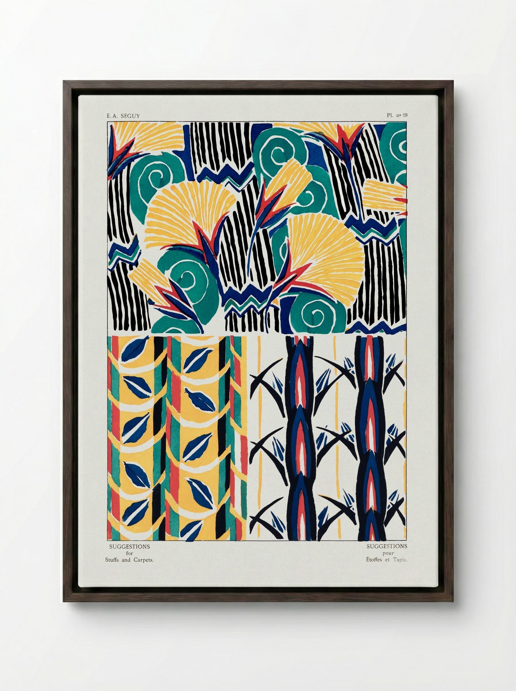 Suggestions for Stuffs and Carpets, Plate 19 - Émile-Allain Séguy - Framed Canvas Dark Wood