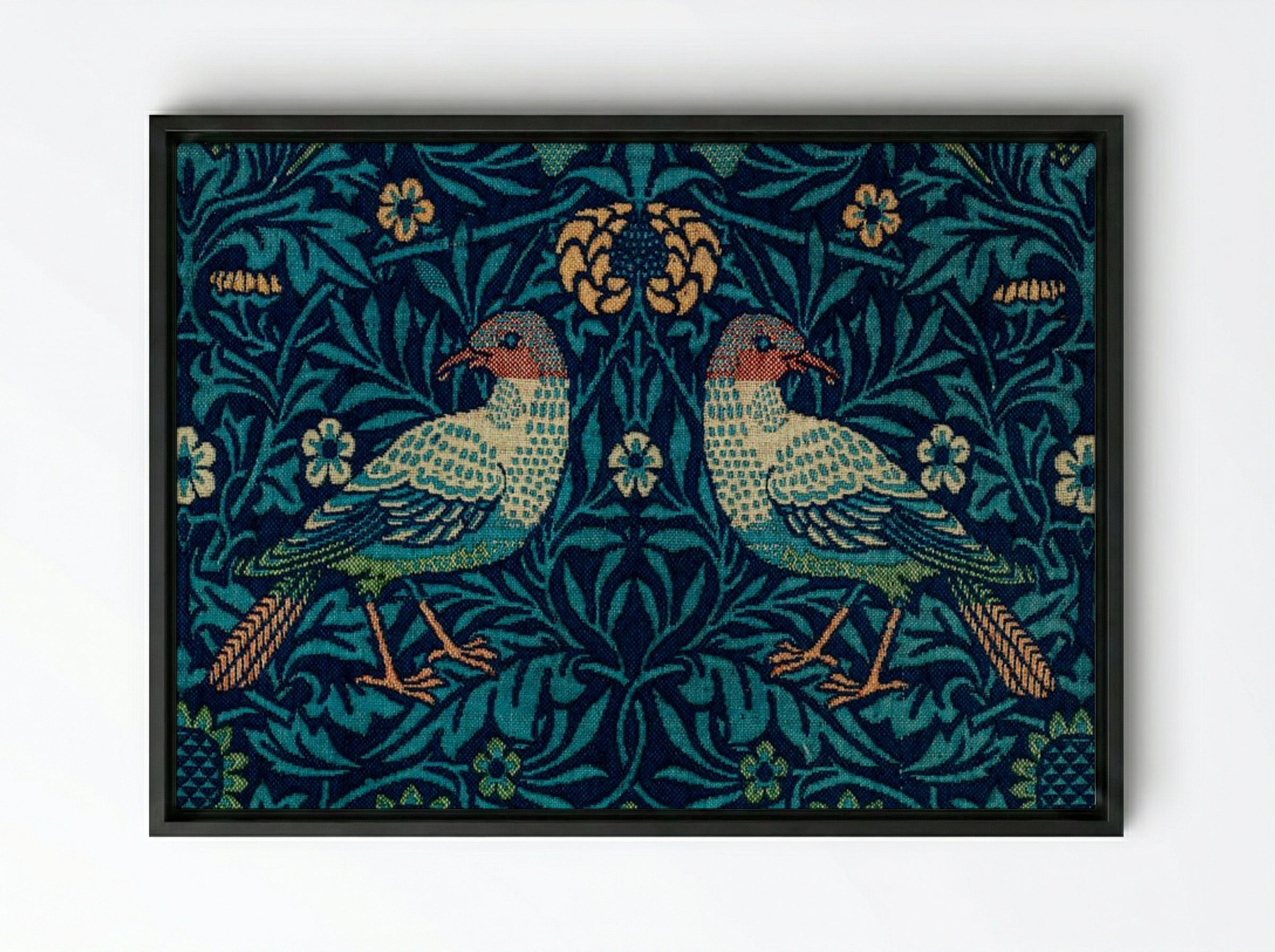 Bird - William Morris - Framed Canvas Black