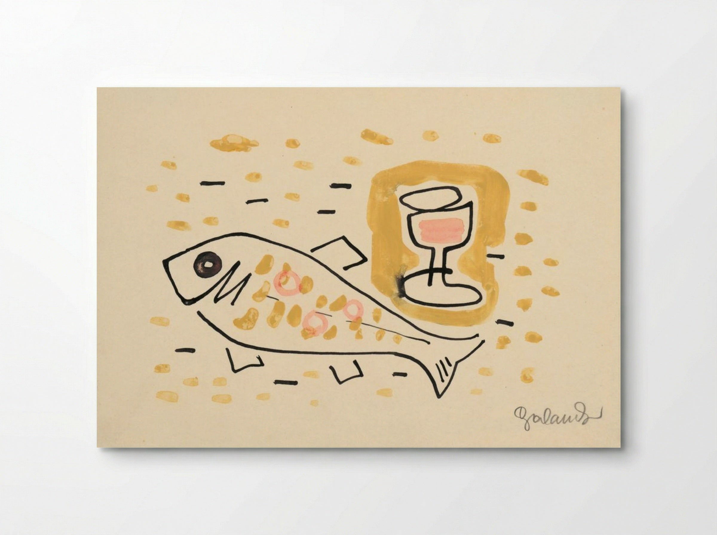 Still Life with Fish and Wine Glass - Mikuláš Galanda - Poster