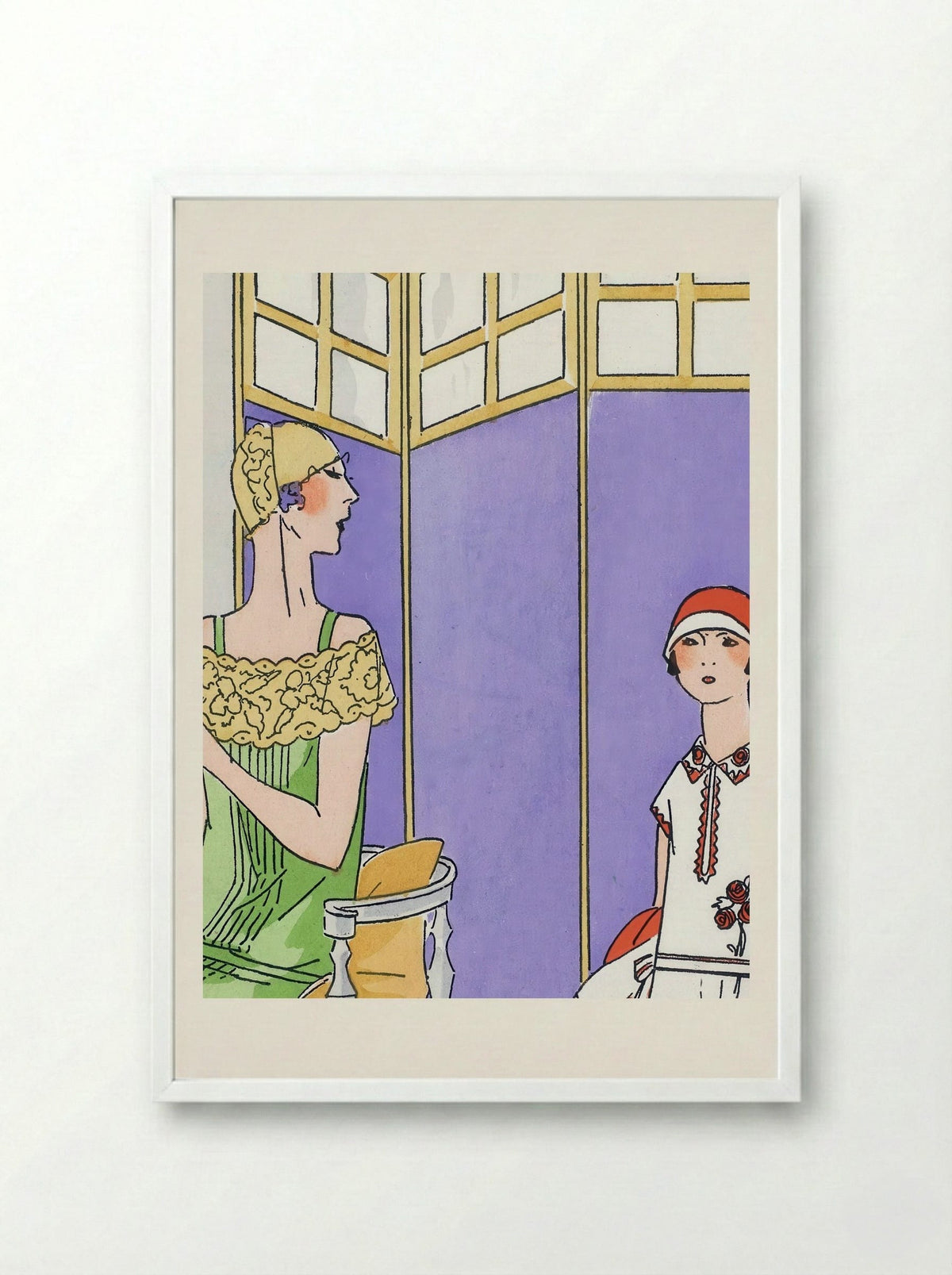Woman at the Dressing Table - Maggy Rouff - Framed Print White