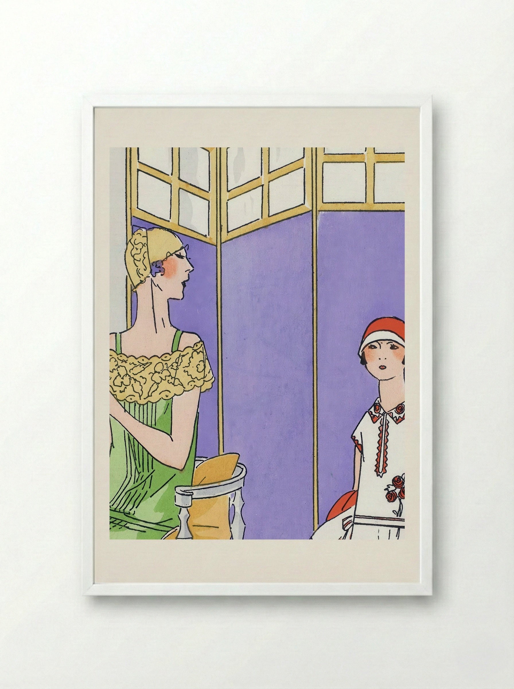 Woman at the Dressing Table - Maggy Rouff - Framed Print White
