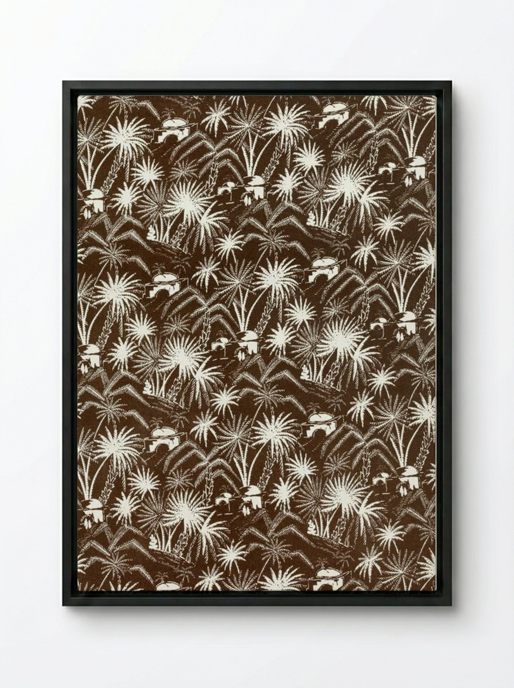 White Palm Trees - Charles Goy - Framed Canvas Black