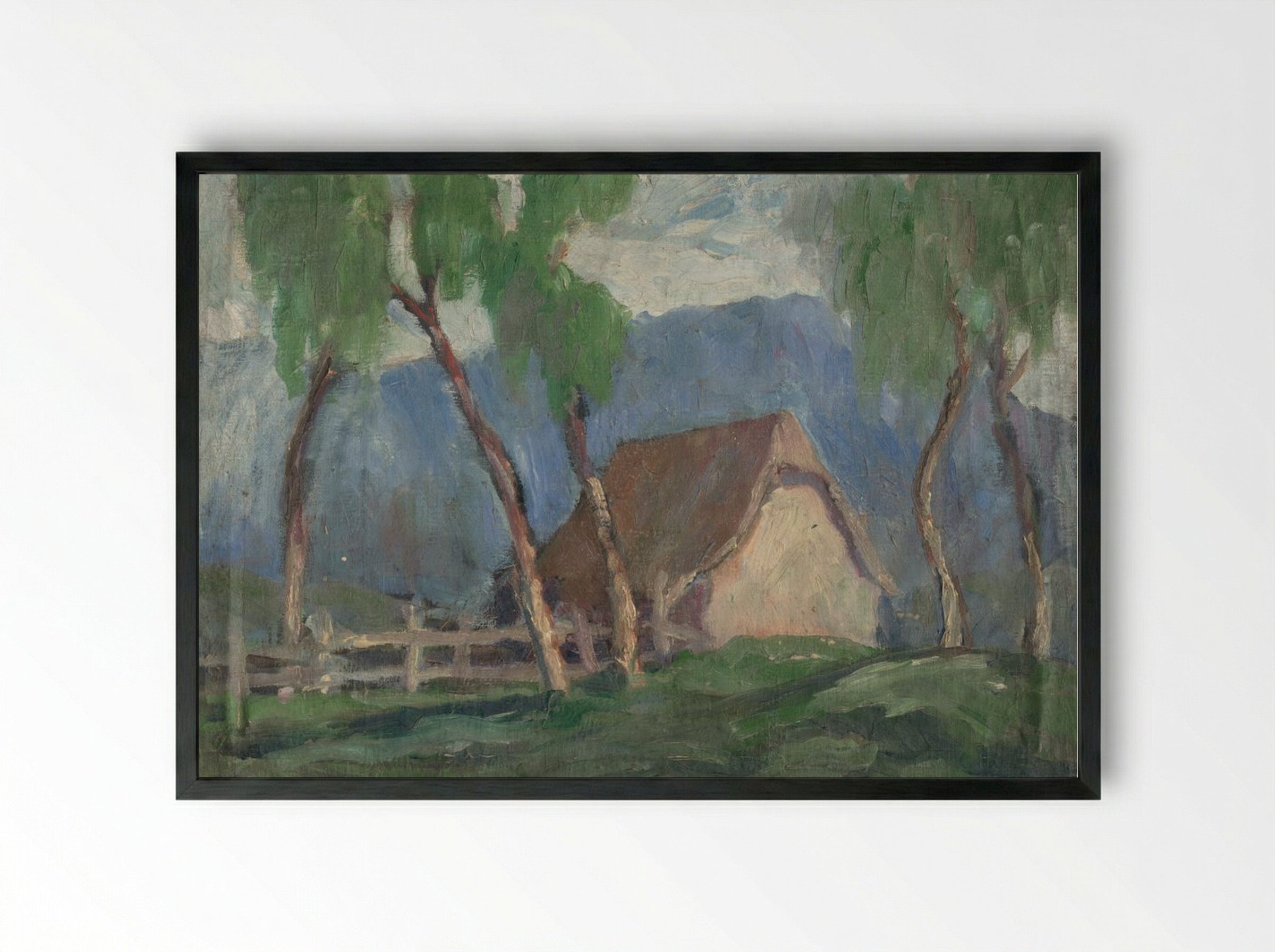 Landscape with Birches - Zolo Palugyay - Framed Print Black