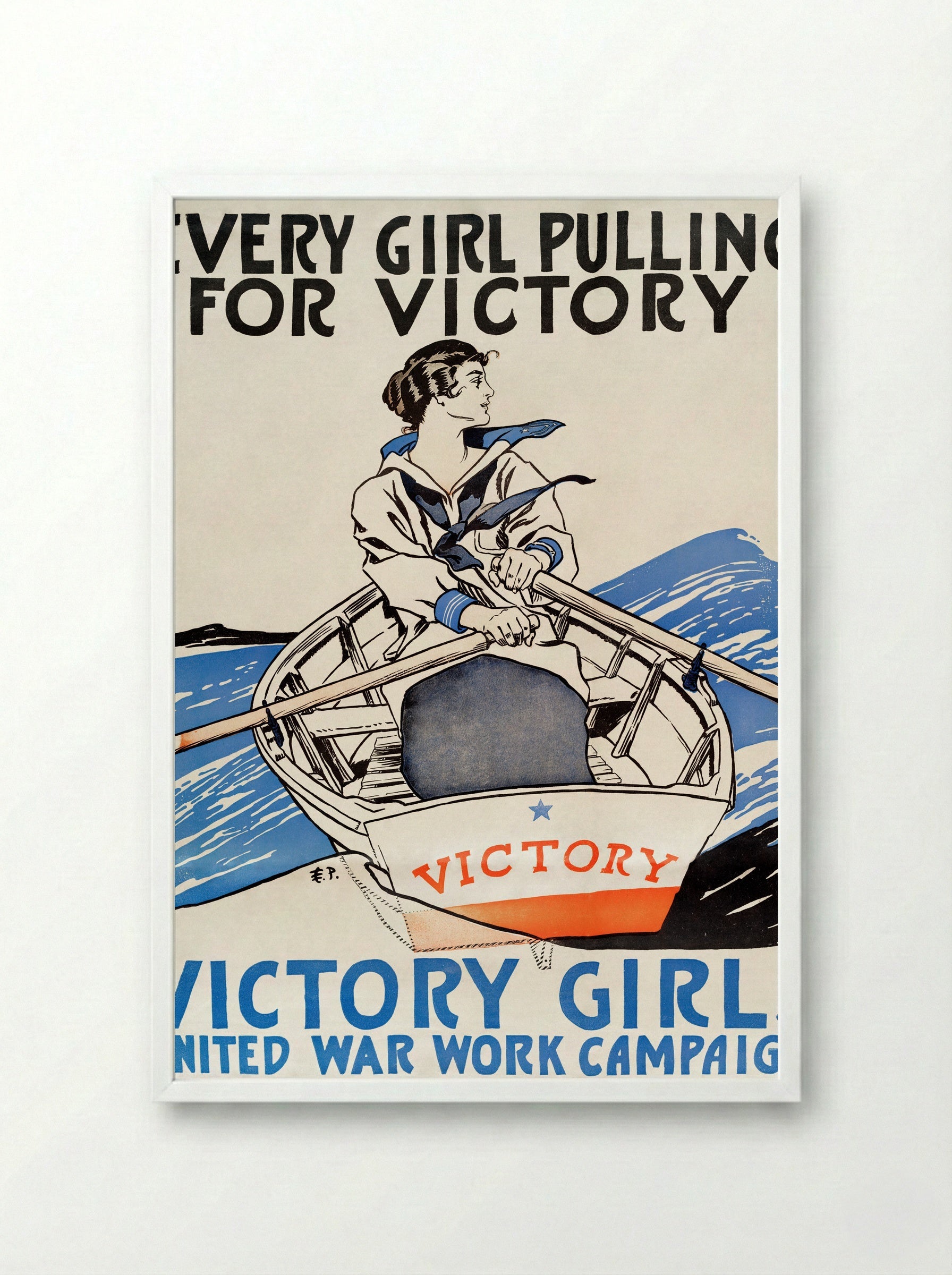 Every Girl Pulling for Victory - Edward Penfield - Framed Print White