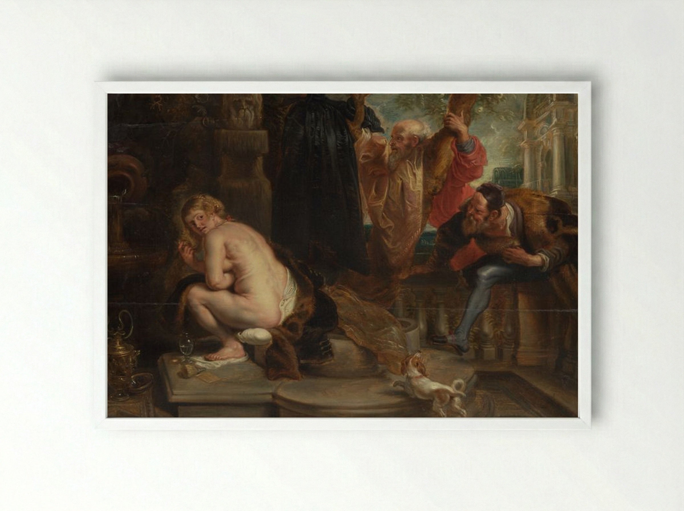 Susanna and the Elders - Peter Paul Rubens - Framed Print White