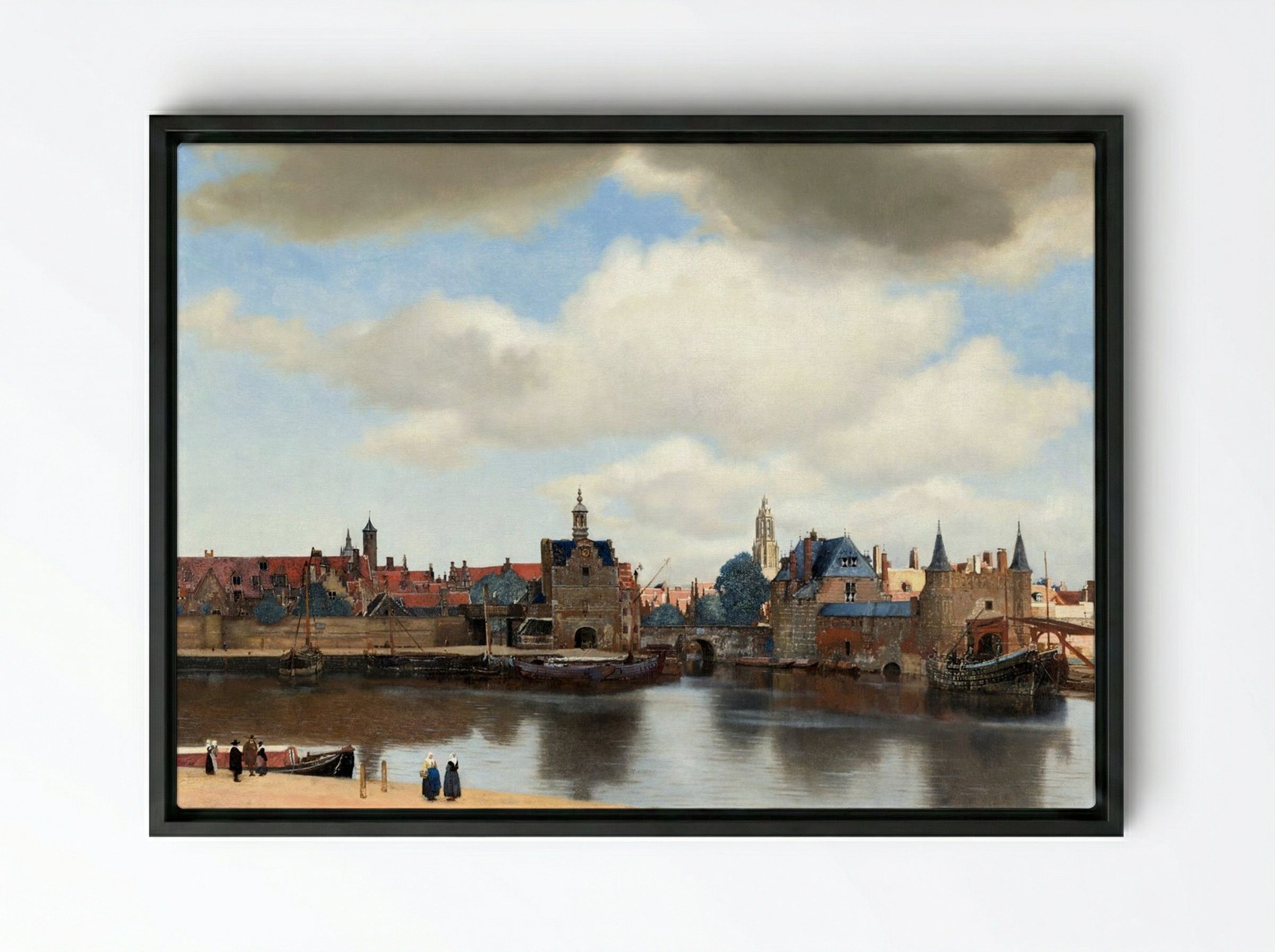 View of Delft - Johannes Vermeer - Framed Canvas Black