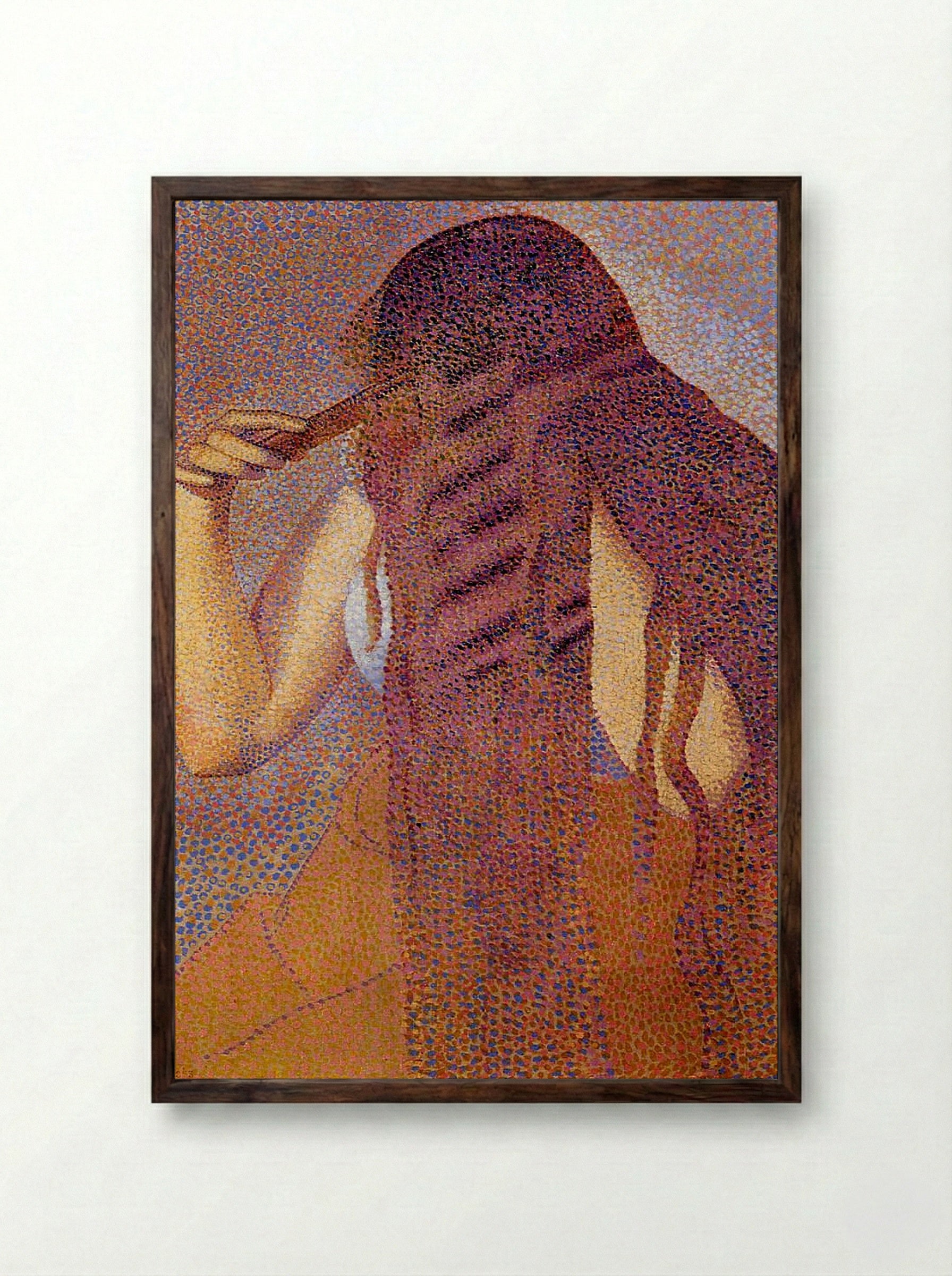 La Coiffure (The Hair) - Georges Seurat - Framed Print Dark Wood