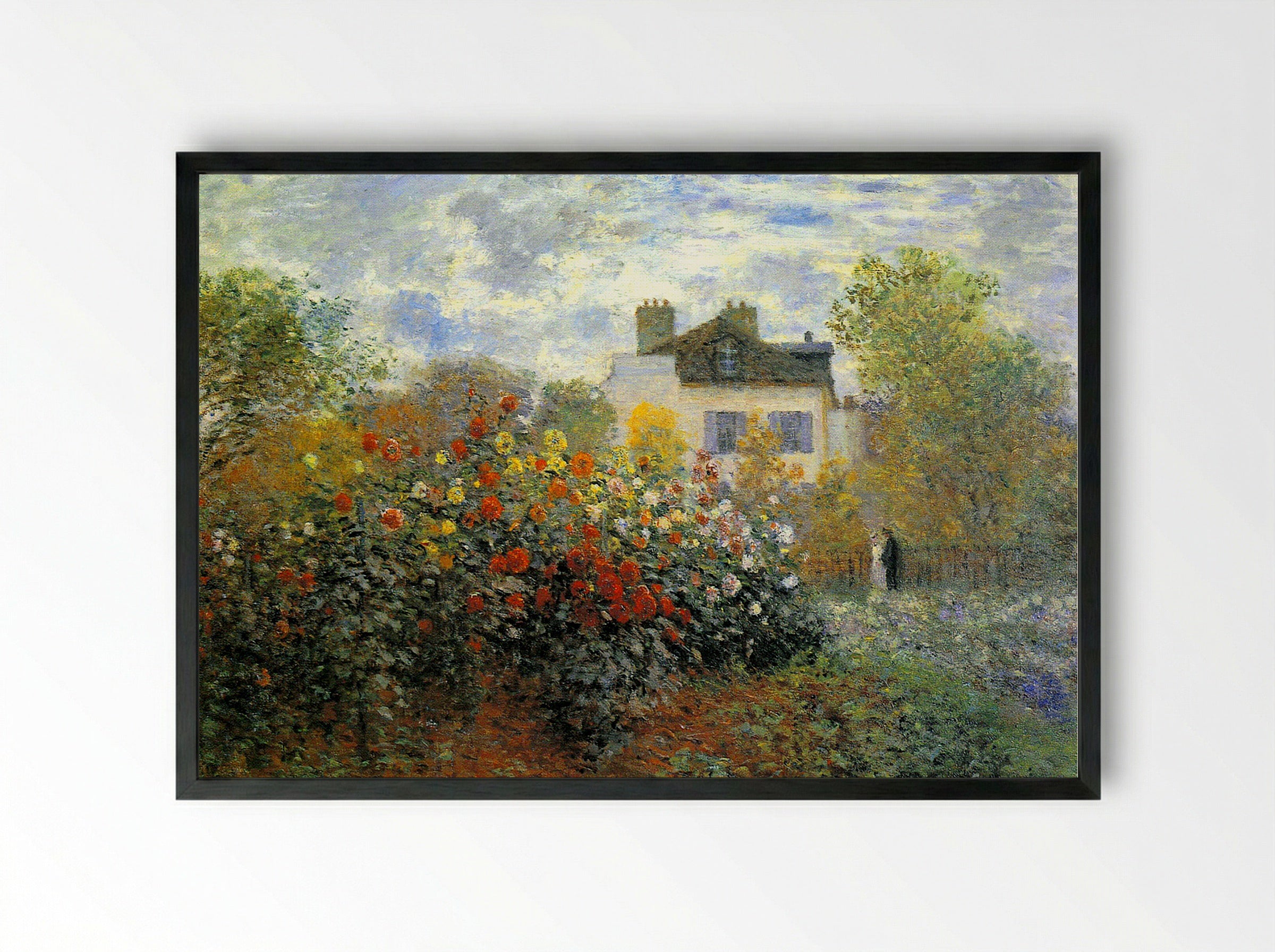 The Garden at Argenteuil - Claude Monet - Framed Print Black