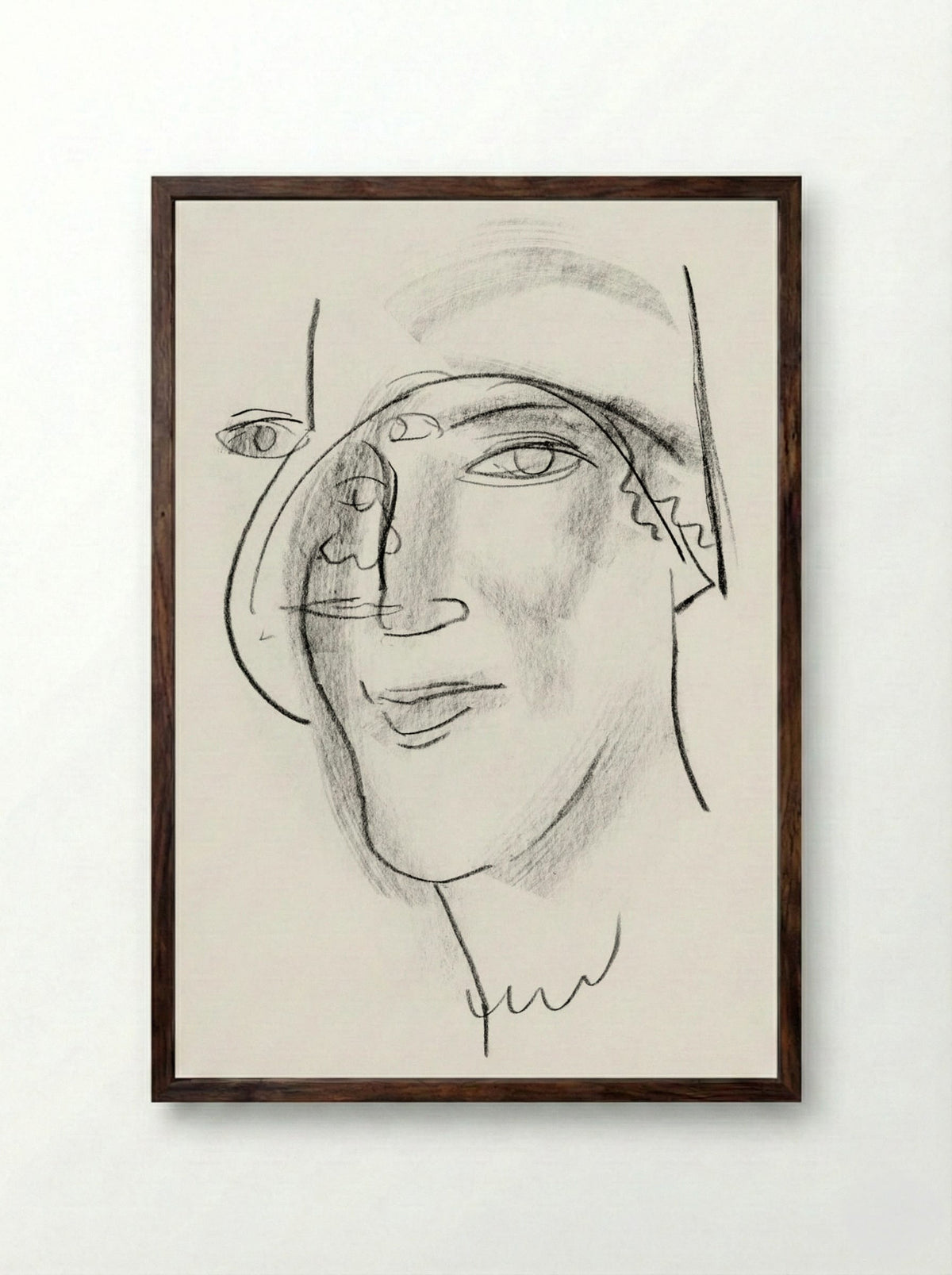 Woman's Head and Face - Leo Gestel - Framed Print Dark Wood
