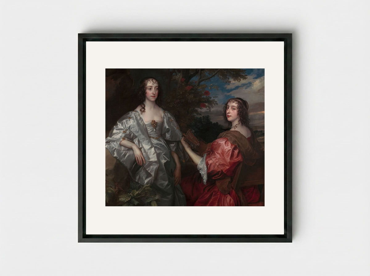 Katherine, Countess of Chesterfield, and Lucy, Countess of Huntingdon - Sir Anthony van Dyck - Framed Canvas Black