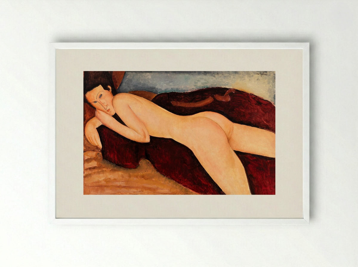 Reclining Nude from the Back - Amedeo Modigliani - Framed Print White